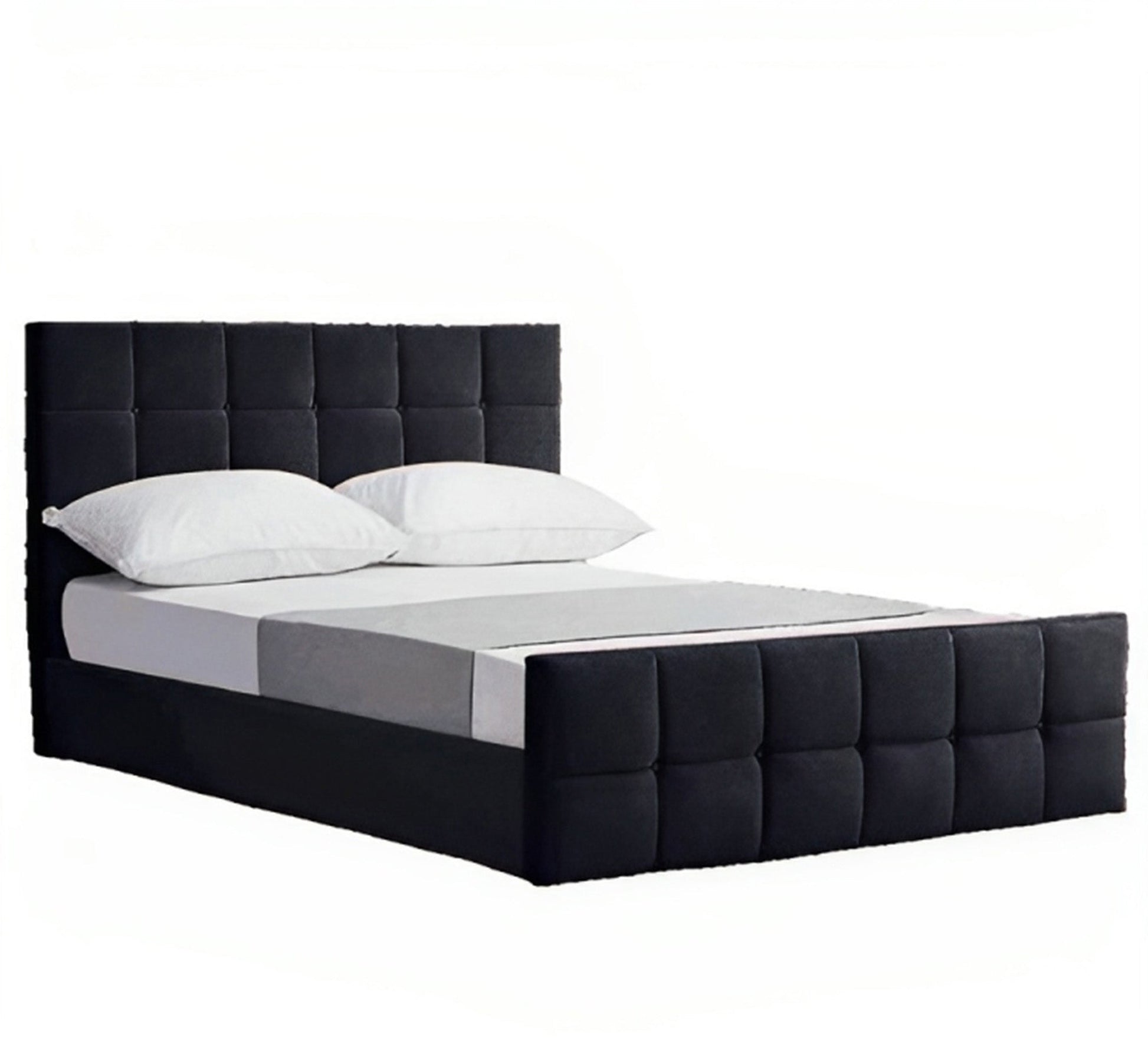 Single bed with square upholstery - Vitrine Furniture - Beds