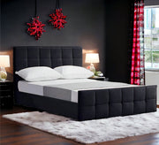 Single bed with square upholstery - Vitrine Furniture - Beds