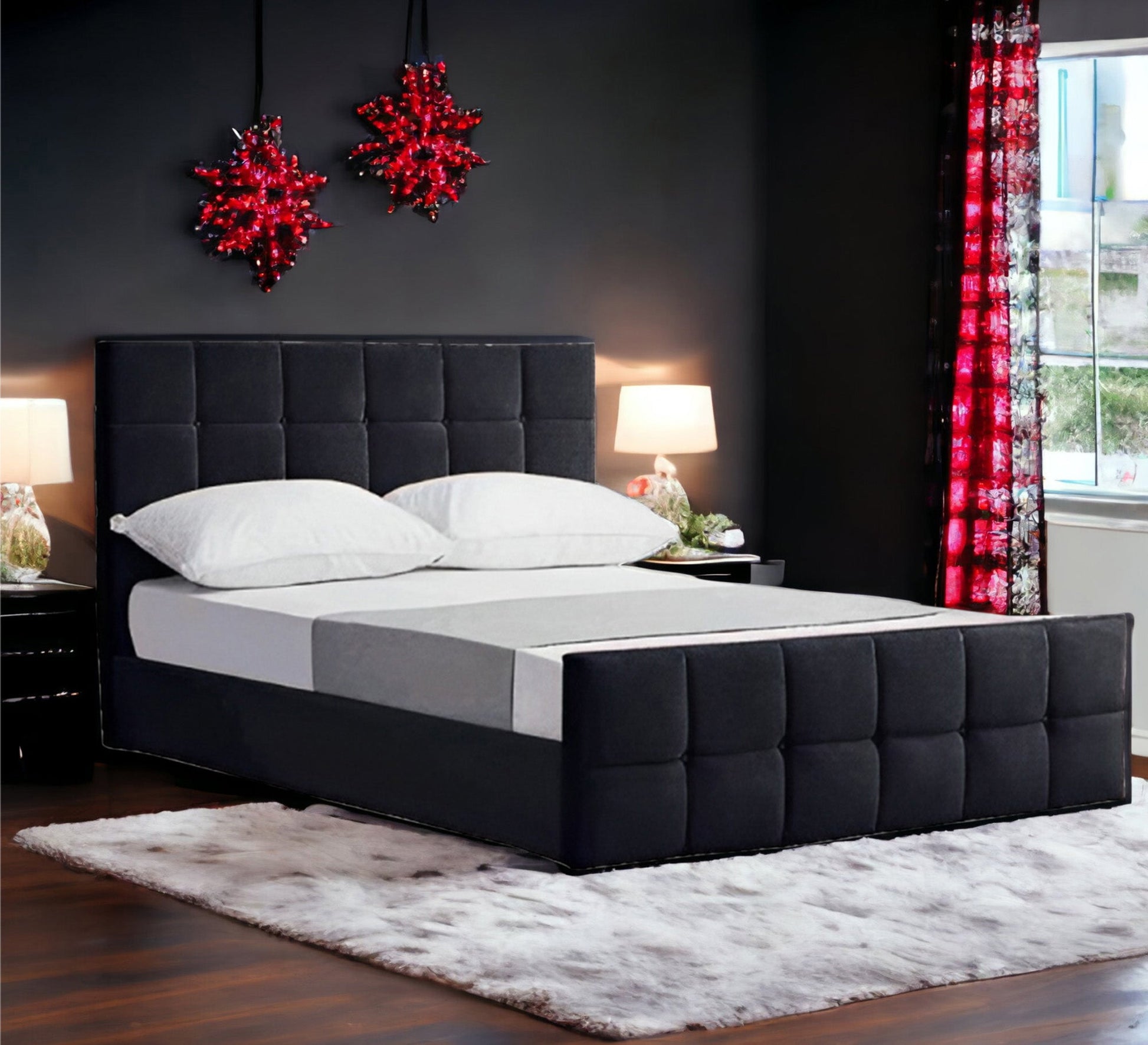 Single bed with square upholstery - Vitrine Furniture - Beds