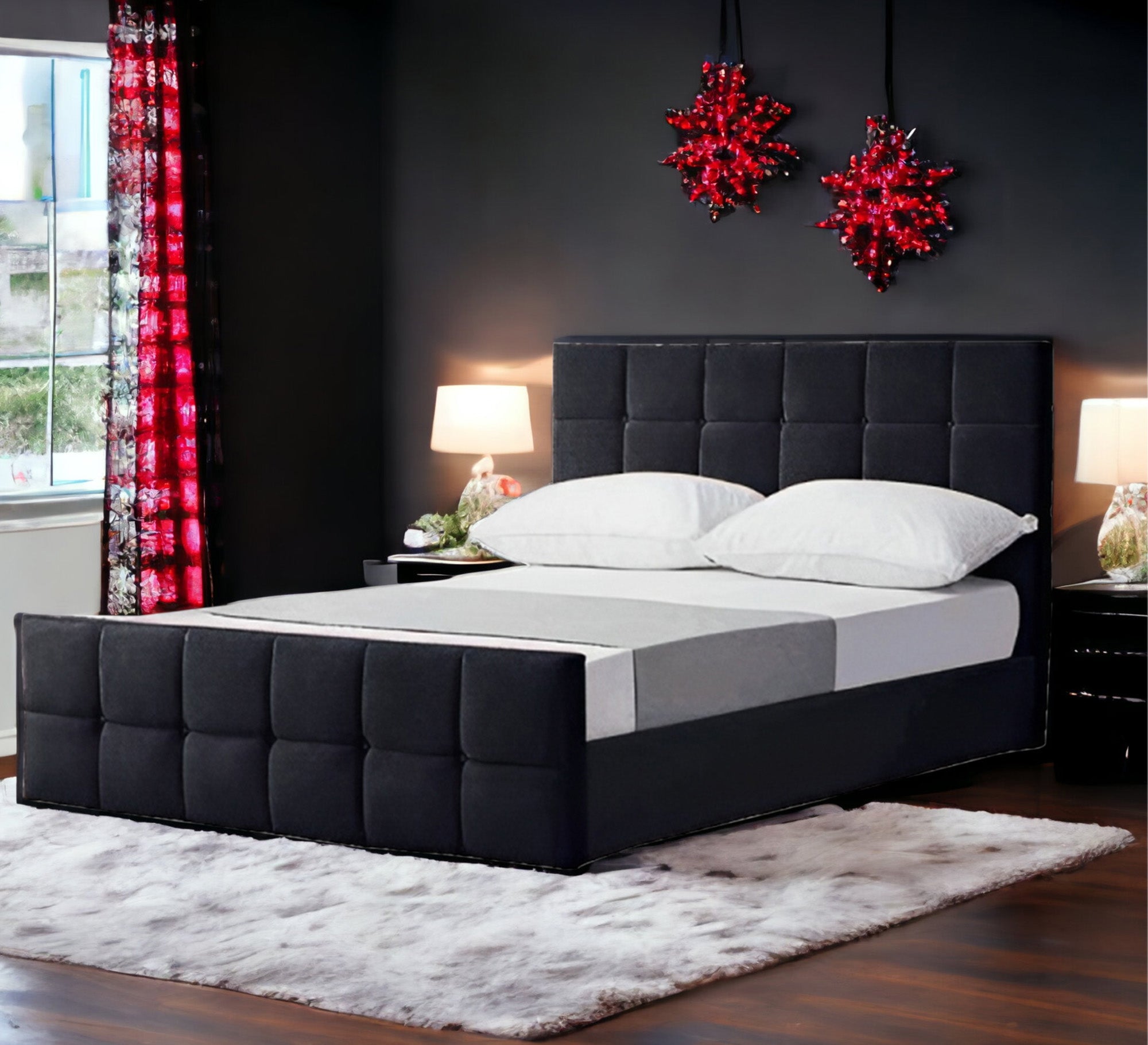 Single bed with square upholstery - Vitrine Furniture - Furniture