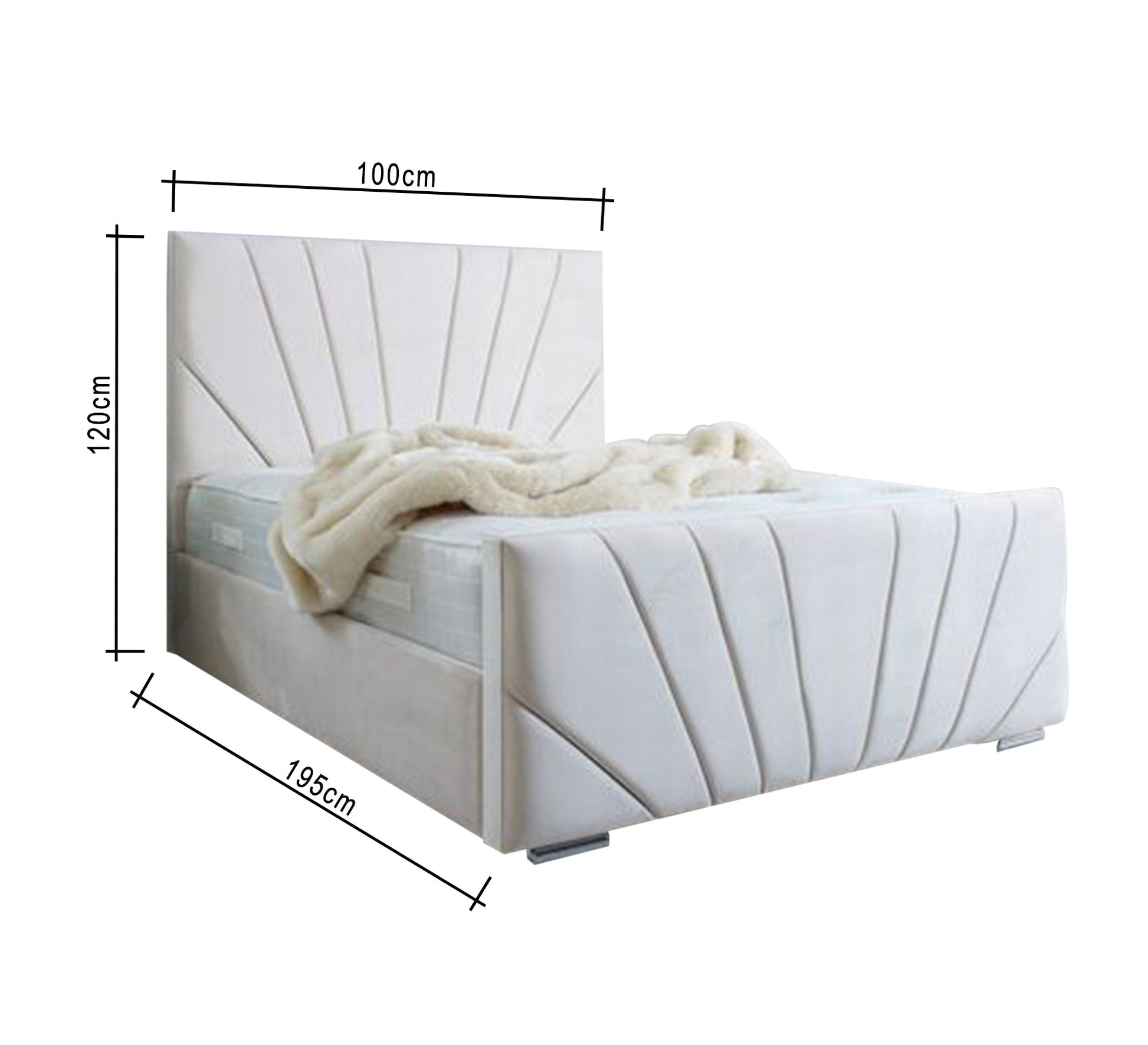 Single bed with sunken radial lines - Vitrine Furniture - Furniture