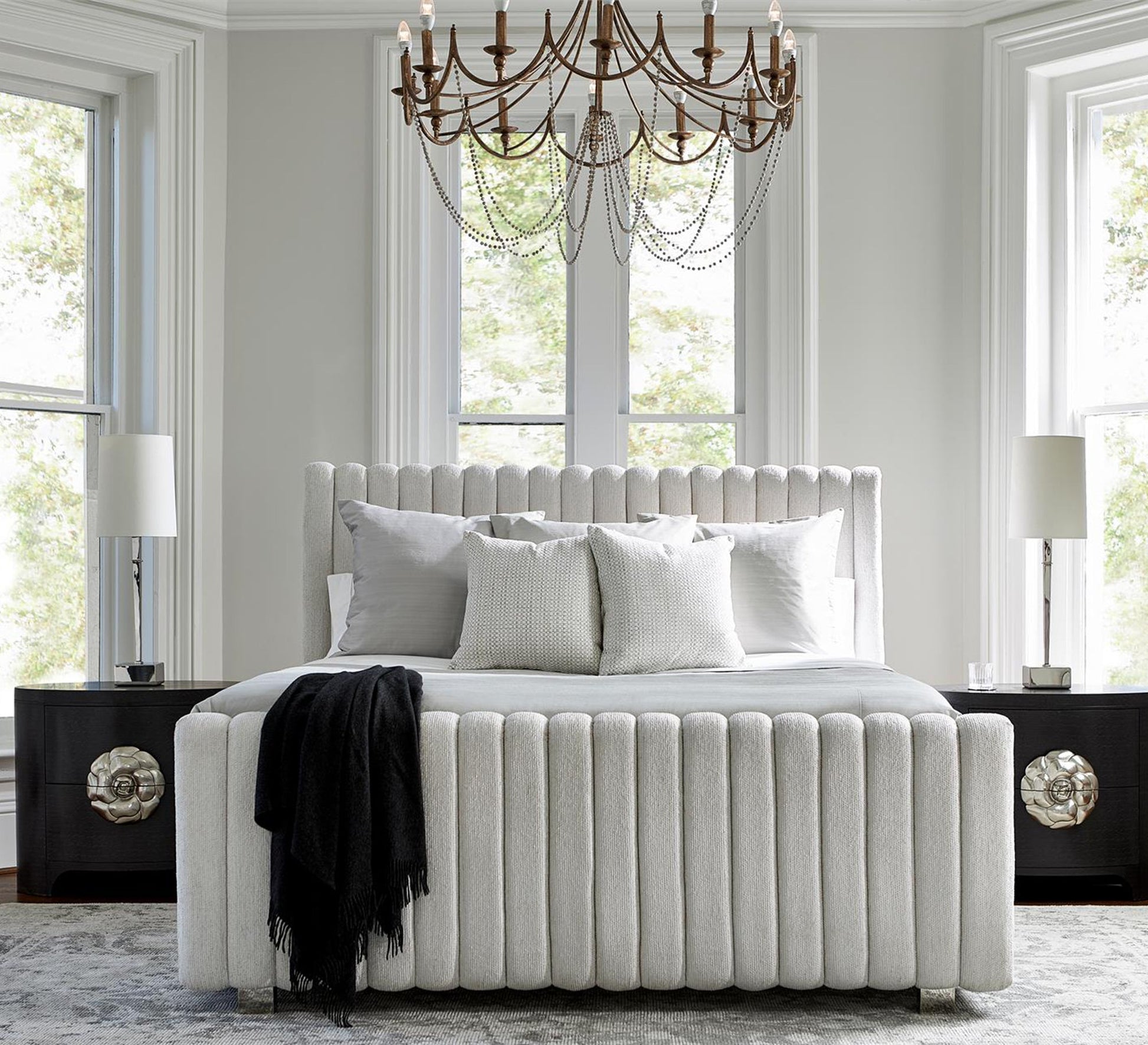 Single bed with upholstered and ribbed backrest - Vitrine Furniture - Furniture