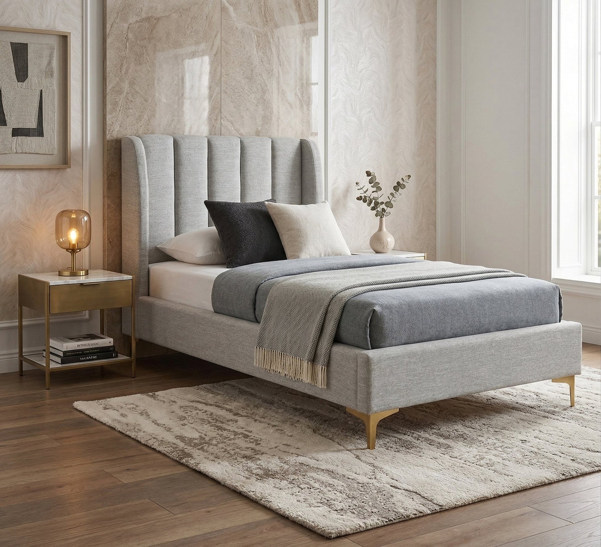 Single bed with upholstered back - Vitrine Furniture - Beds