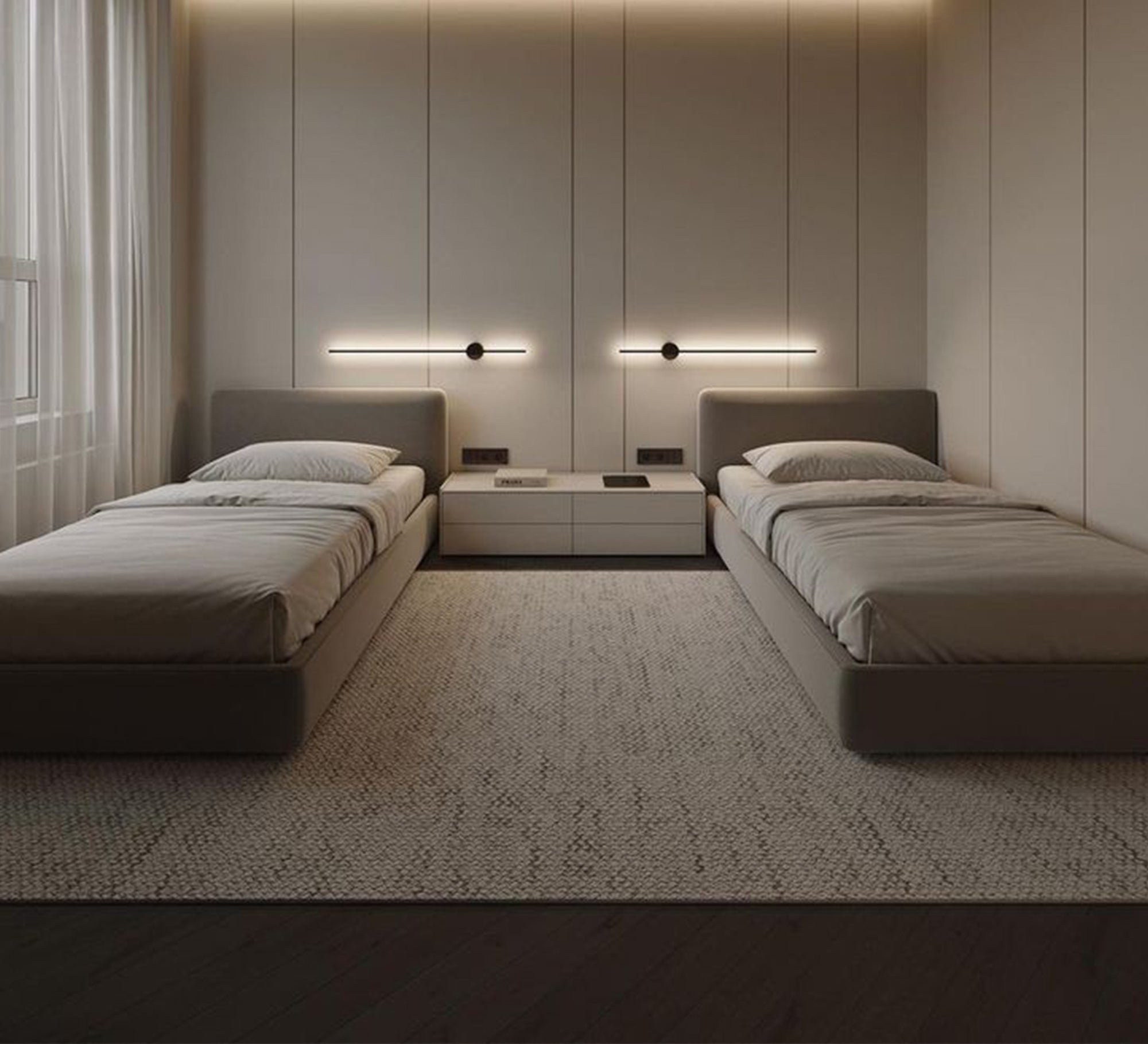 Single beds simple design neutral comfortable modern - Vitrine Furniture - Furniture