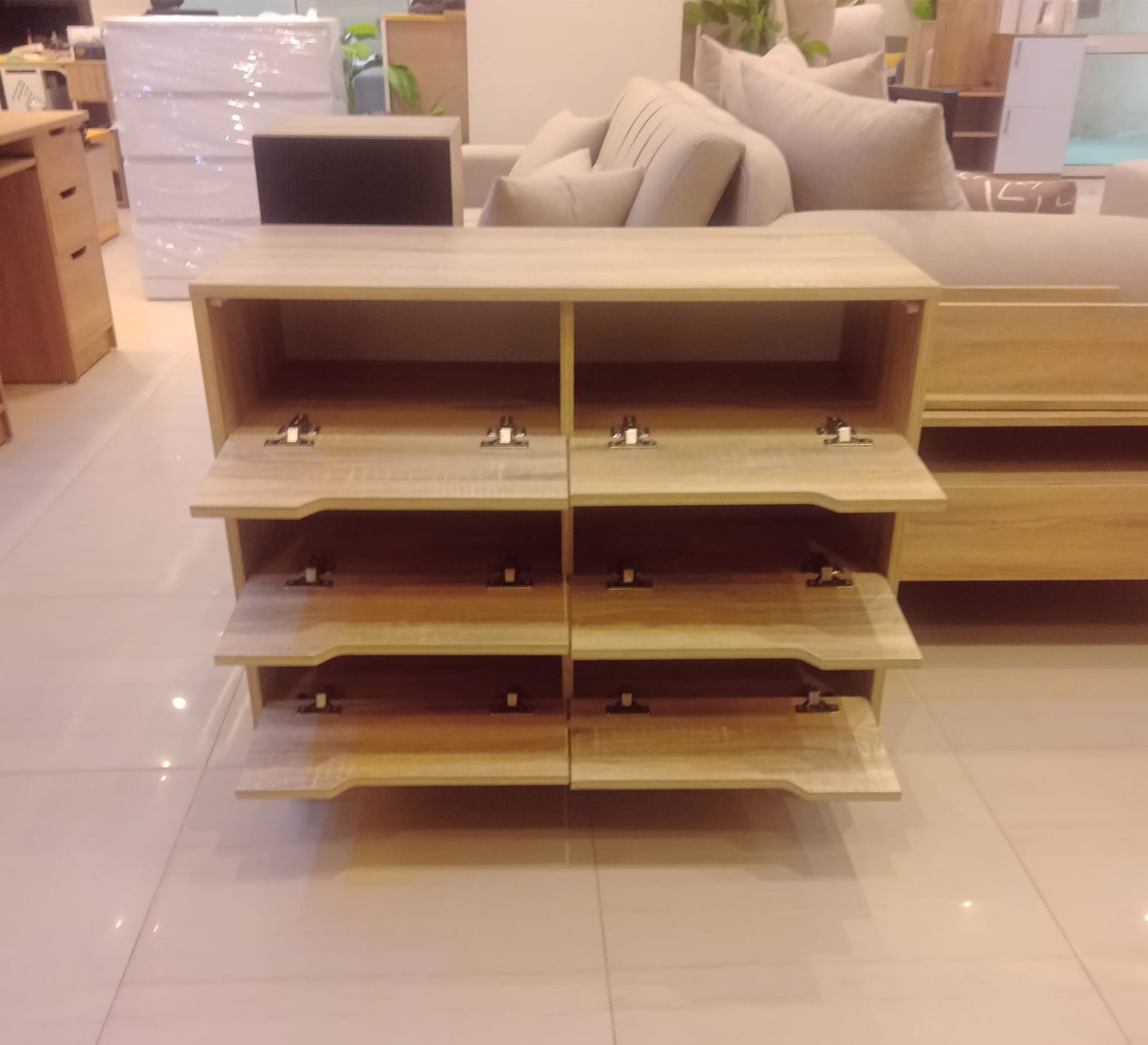 Six-Door Flip-Flop Shoe Rack - Space-Saving Marvel - Vitrine Furniture - Shoe Racks