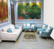 Sky blue and ivory white living room set - Vitrine Furniture - Living room sets