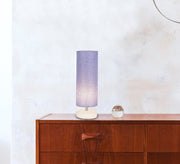 Sky blue cylindrical lamp with white base - Vitrine Furniture - Lighting