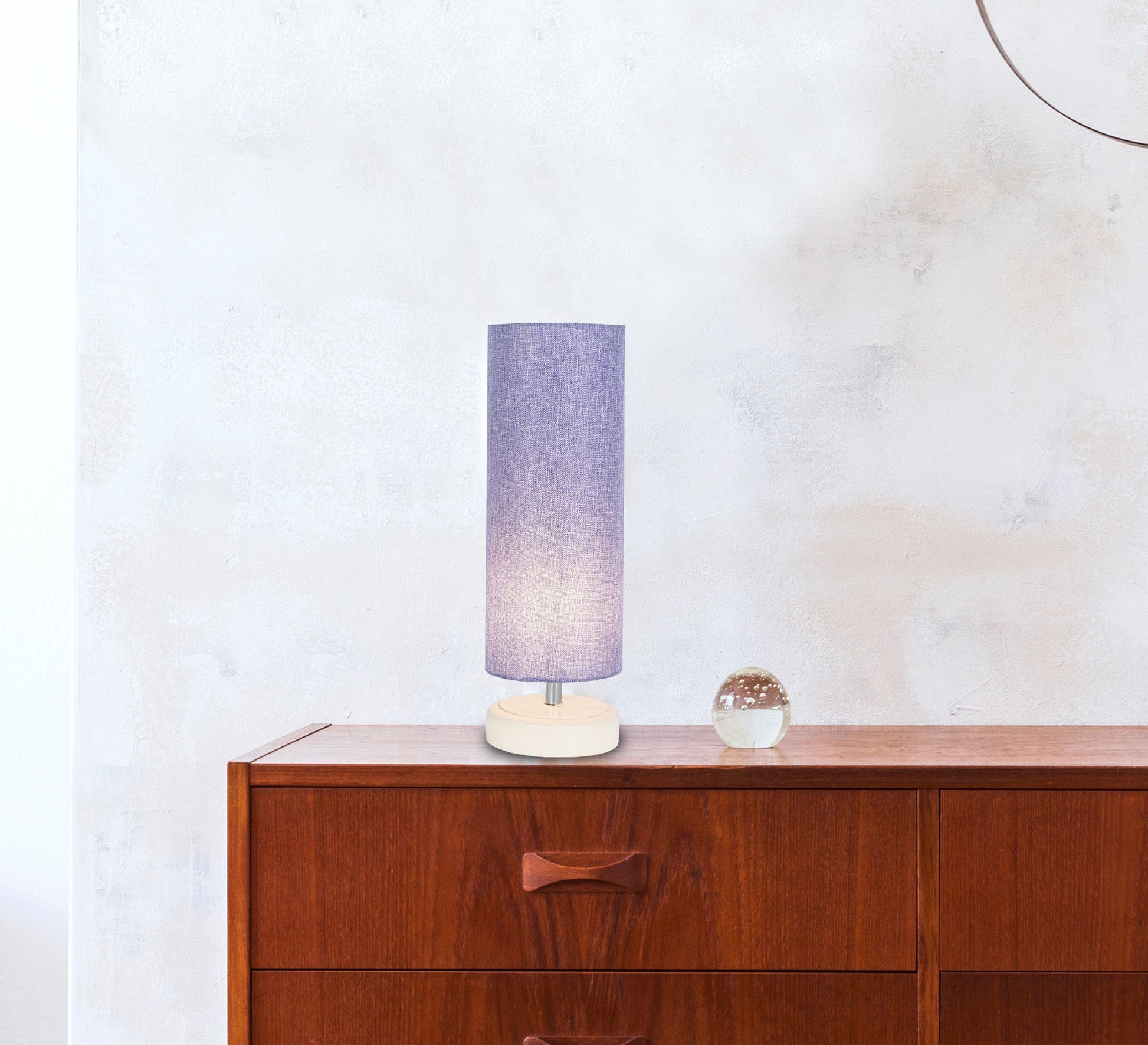 Sky blue cylindrical lamp with white base - Vitrine Furniture - Lighting