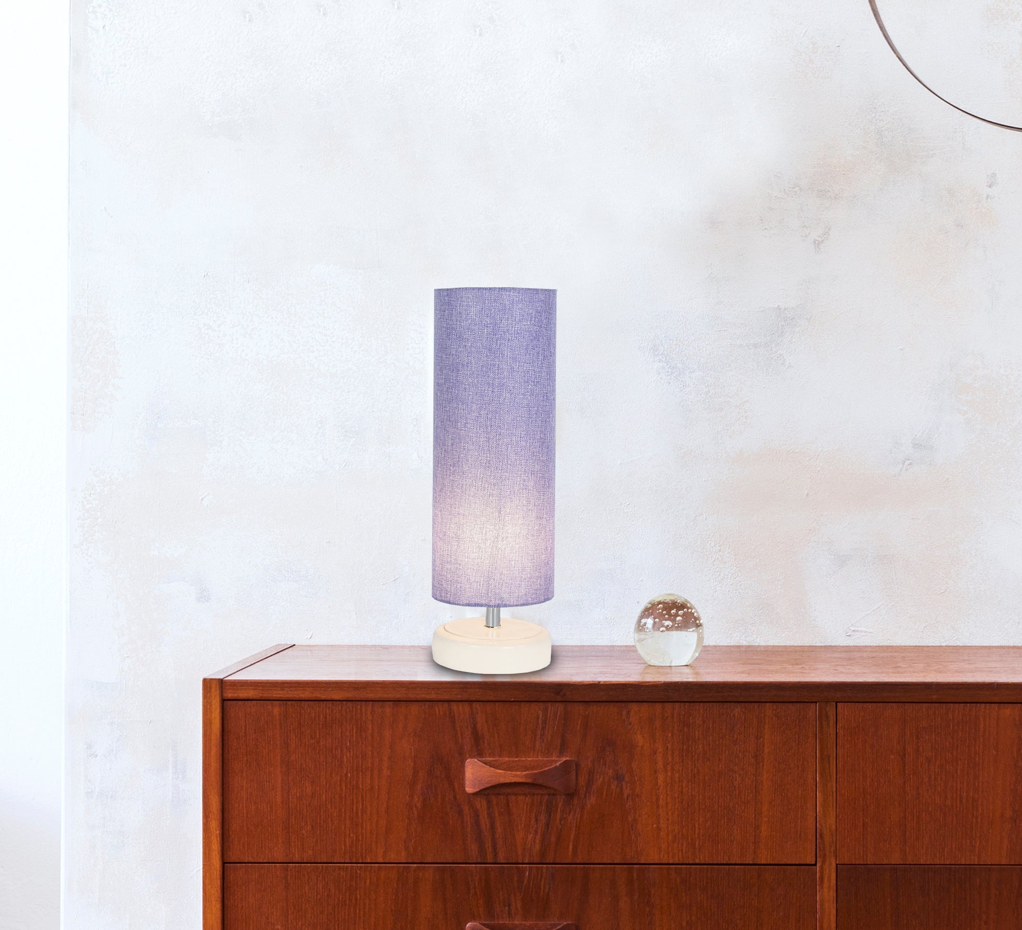 Sky blue cylindrical lamp with white base - Vitrine Furniture - Lighting