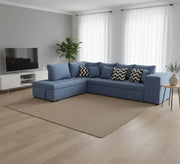 sky blue L - shaped corner bed and chaise longue - Vitrine Furniture - L - shape sofa set