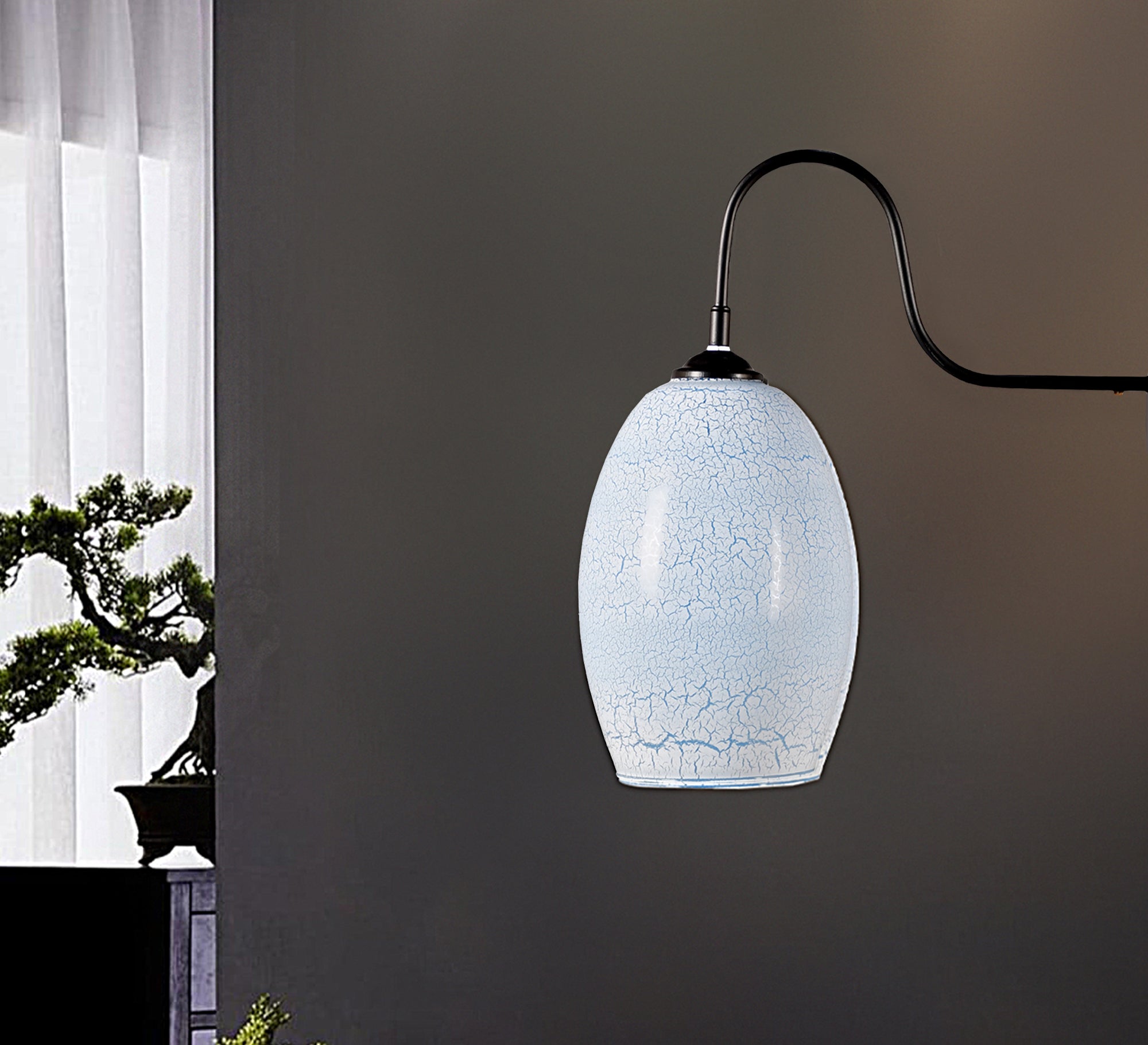 Sky blue metal and glass pendant lamp - Vitrine Furniture - Lighting