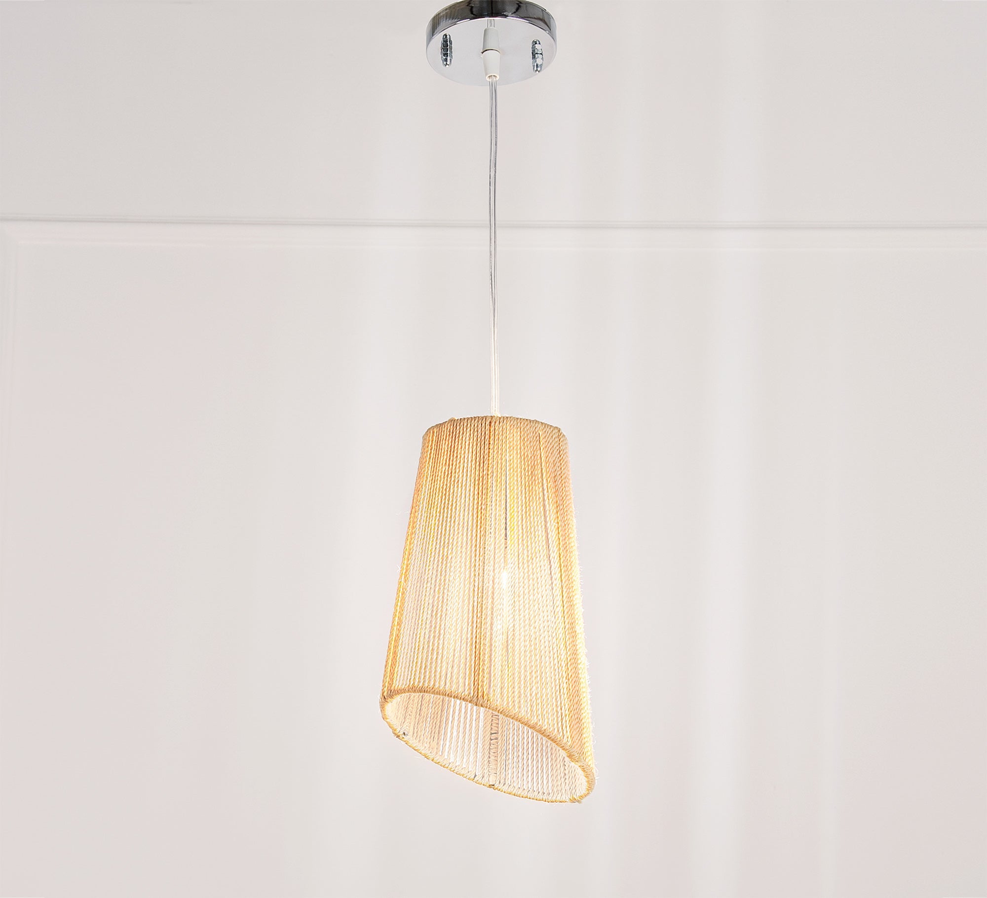 Slanted chabou ceiling lamp in beige - Vitrine Furniture - Lighting
