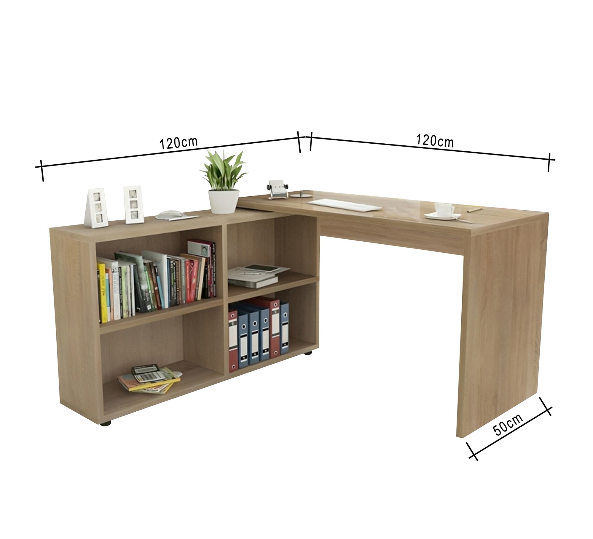 Sleek Beige Wooden Desk with Wide Surface - Vitrine Furniture - Furniture