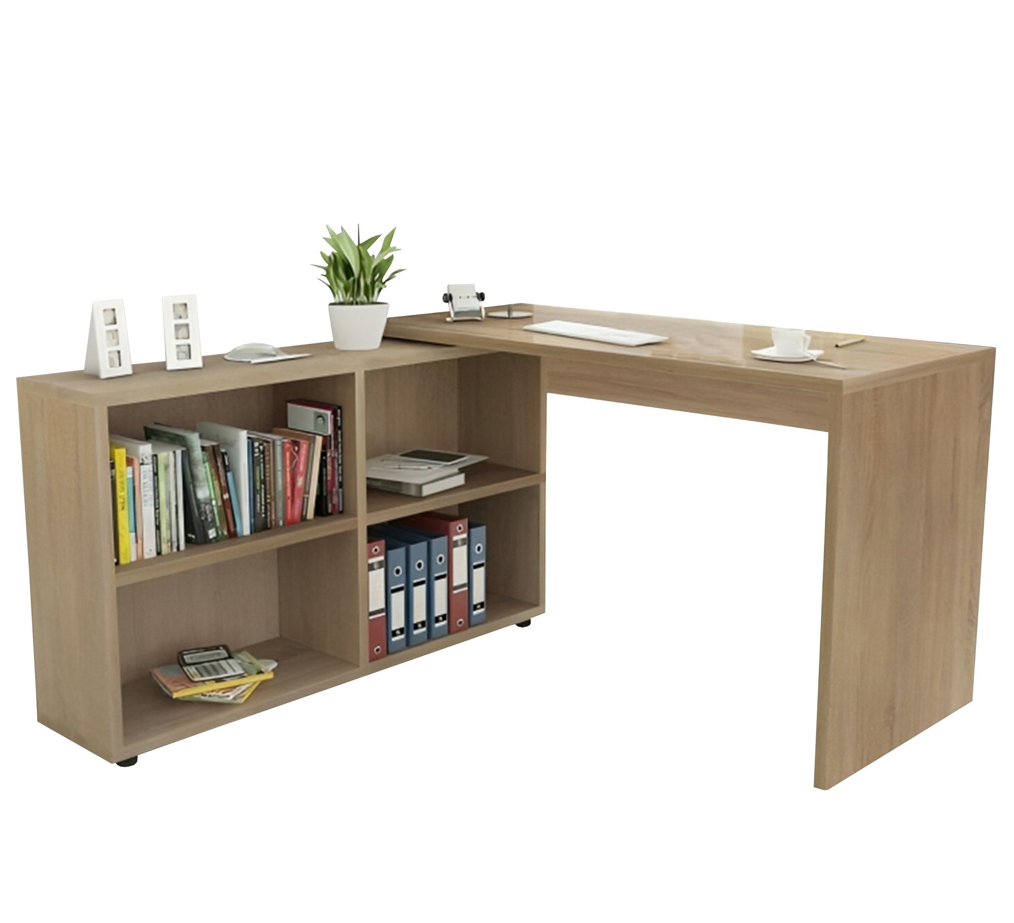 Sleek Beige Wooden Desk with Wide Surface - Vitrine Furniture - Furniture