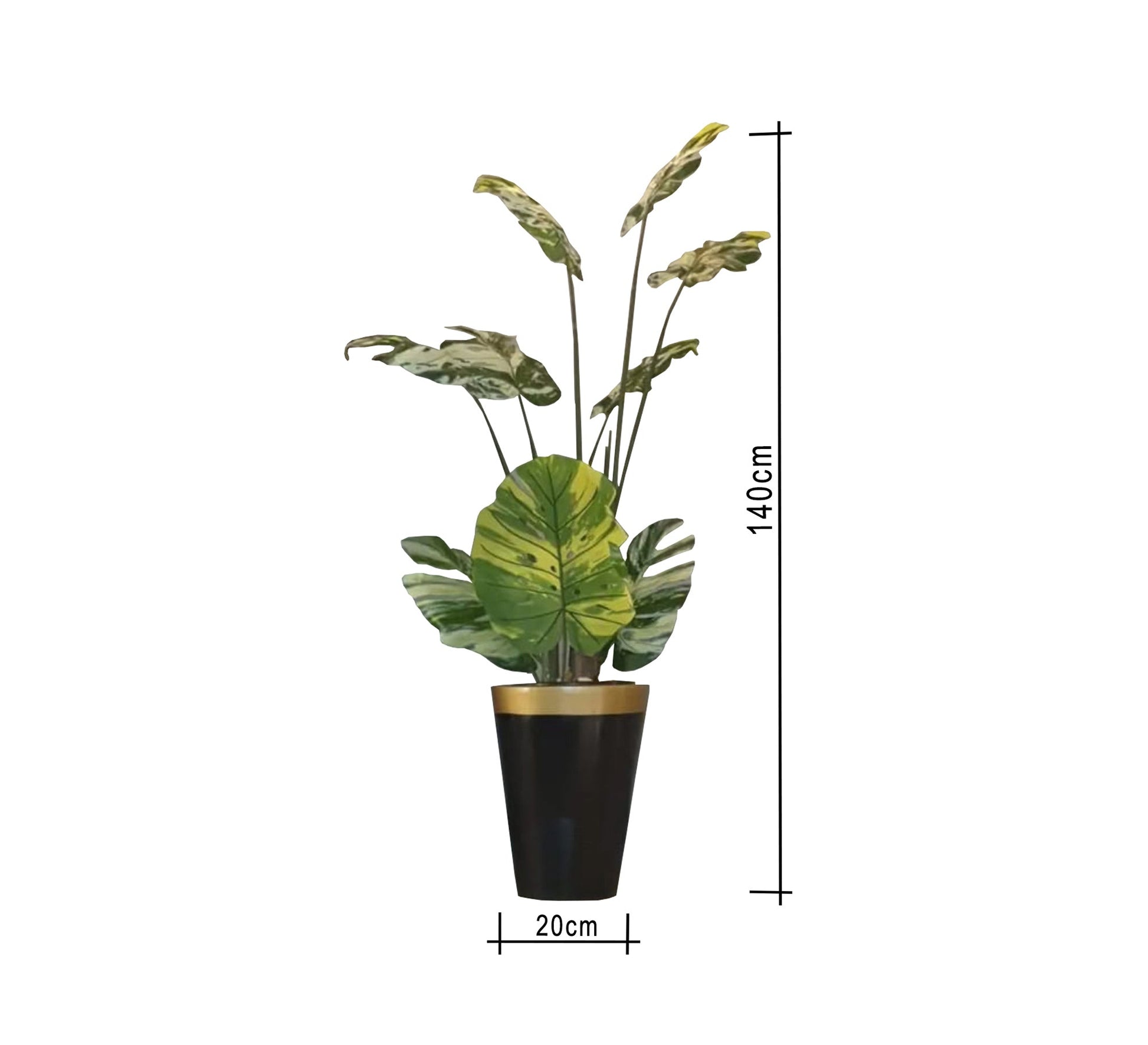 Sleek Black Conical Pot with Lush Artificial Plants - Vitrine Furniture - Décor