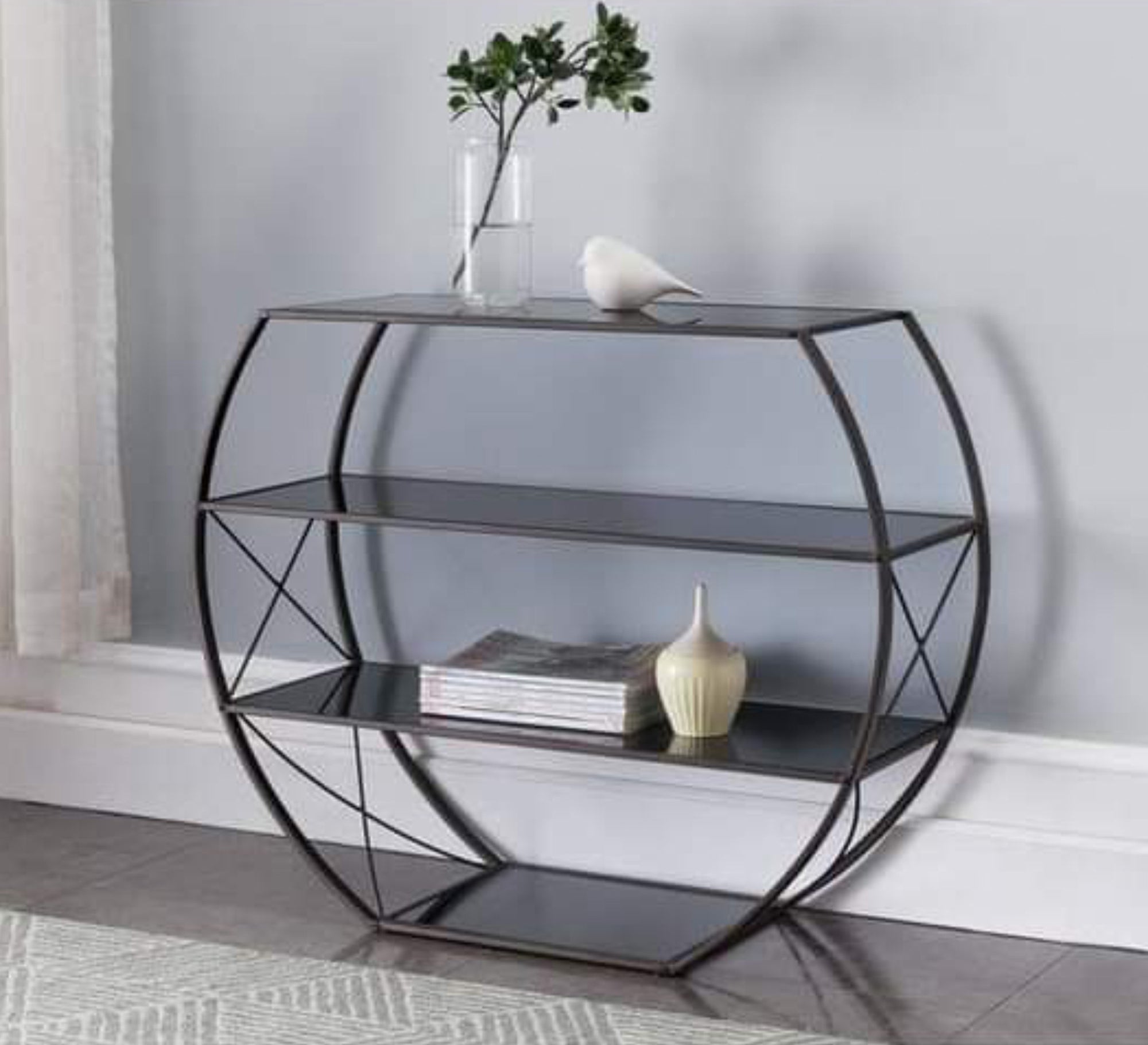Sleek Console with Curved Metal Body - Vitrine Furniture - Furniture