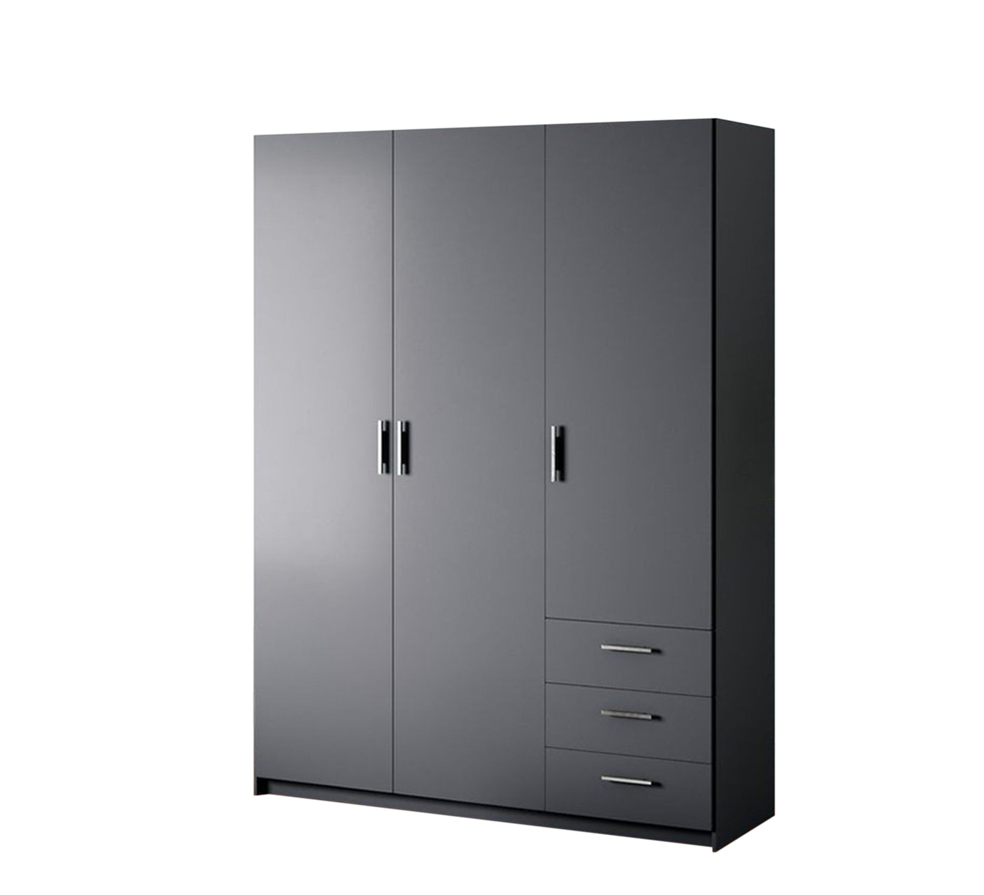 Sleek Grey 3 - Door Wardrobe, Stylish & Spacious - Vitrine Furniture - Furniture