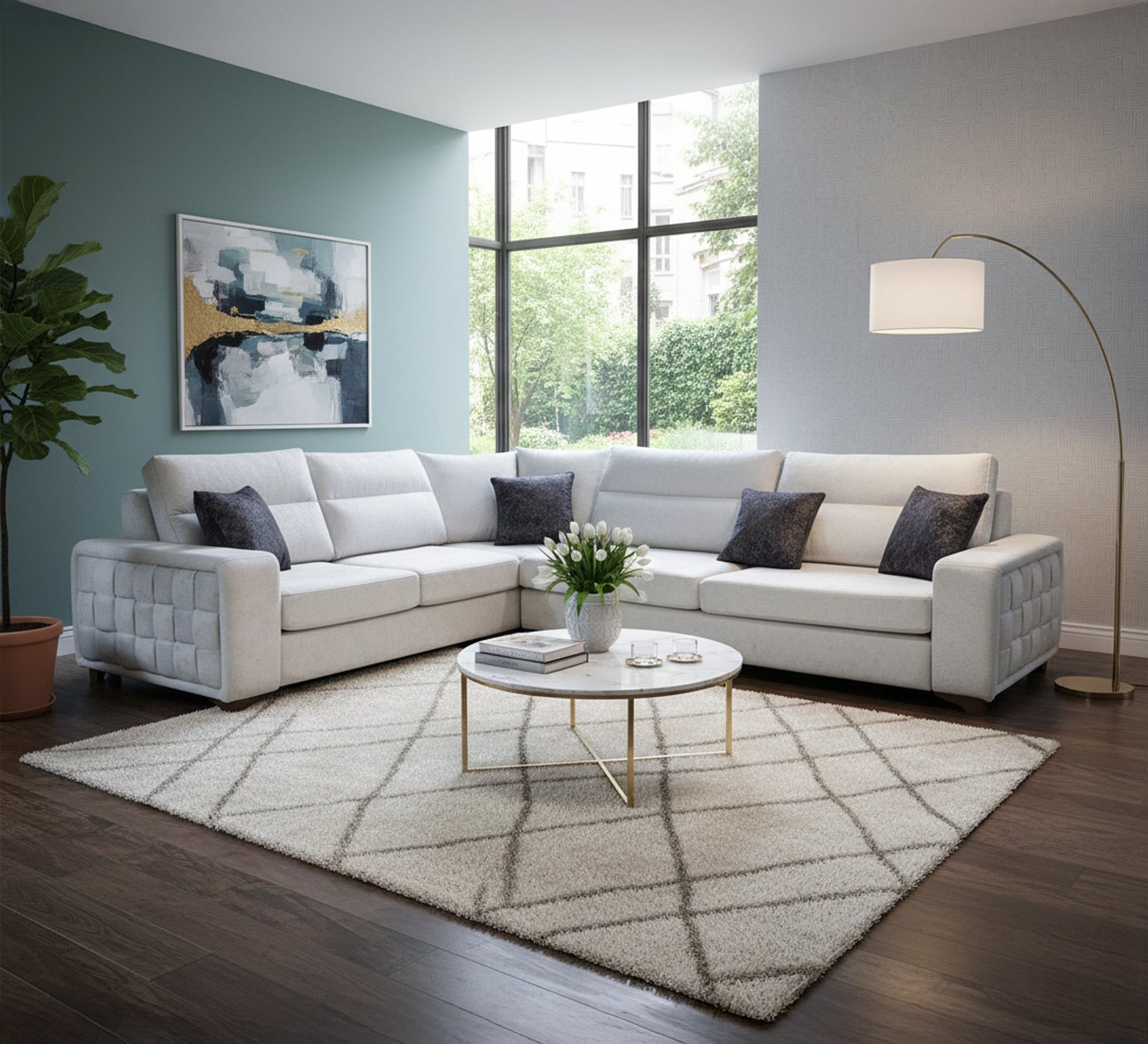 Sleek I - Shape Sofa for Modern Comfort - Vitrine Furniture - L - shape sofa set
