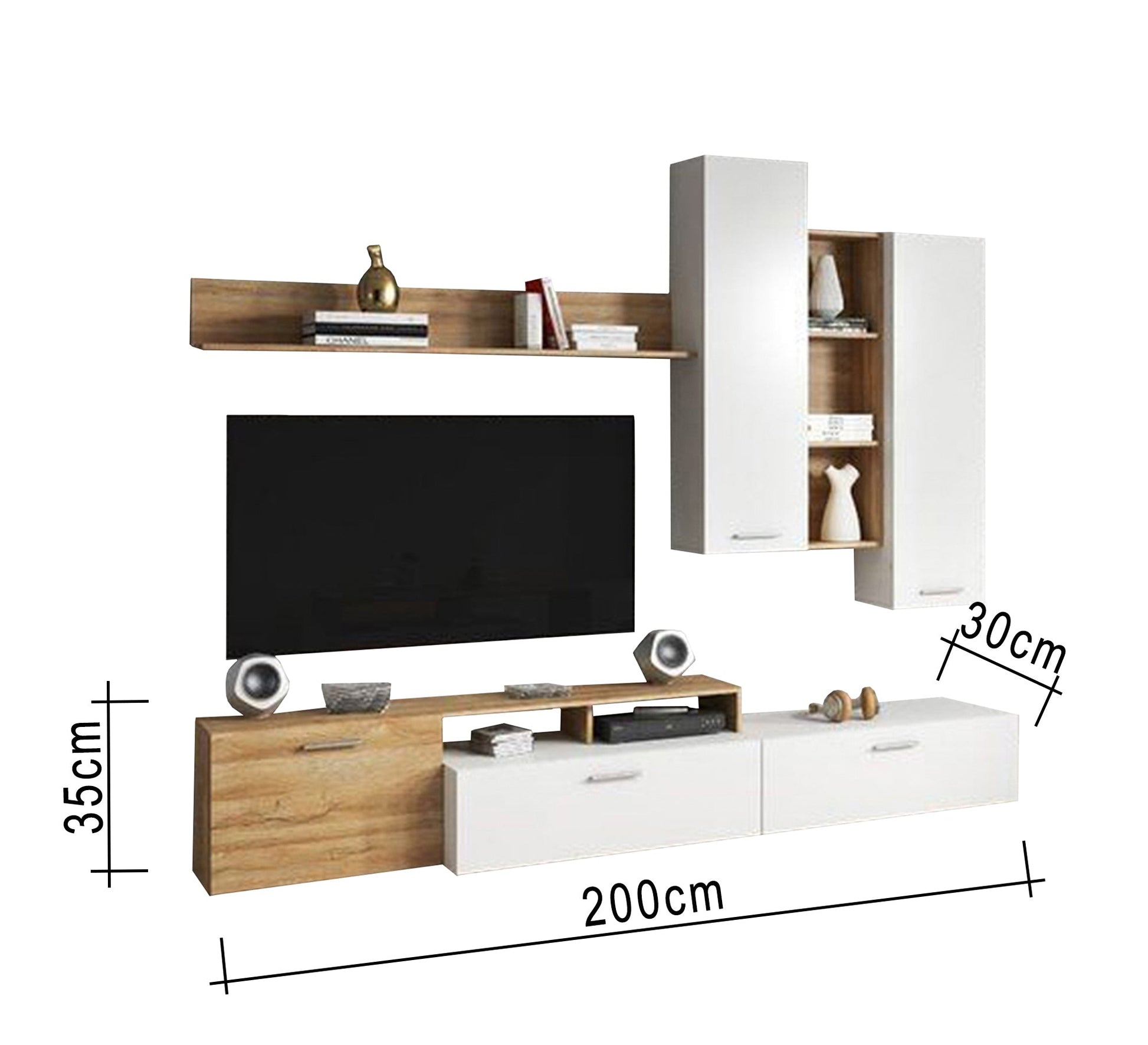 Sleek Style TV Unit: Elegant, Minimalist, White Two - Piece Design - Vitrine Furniture - TV Table & Cabinet