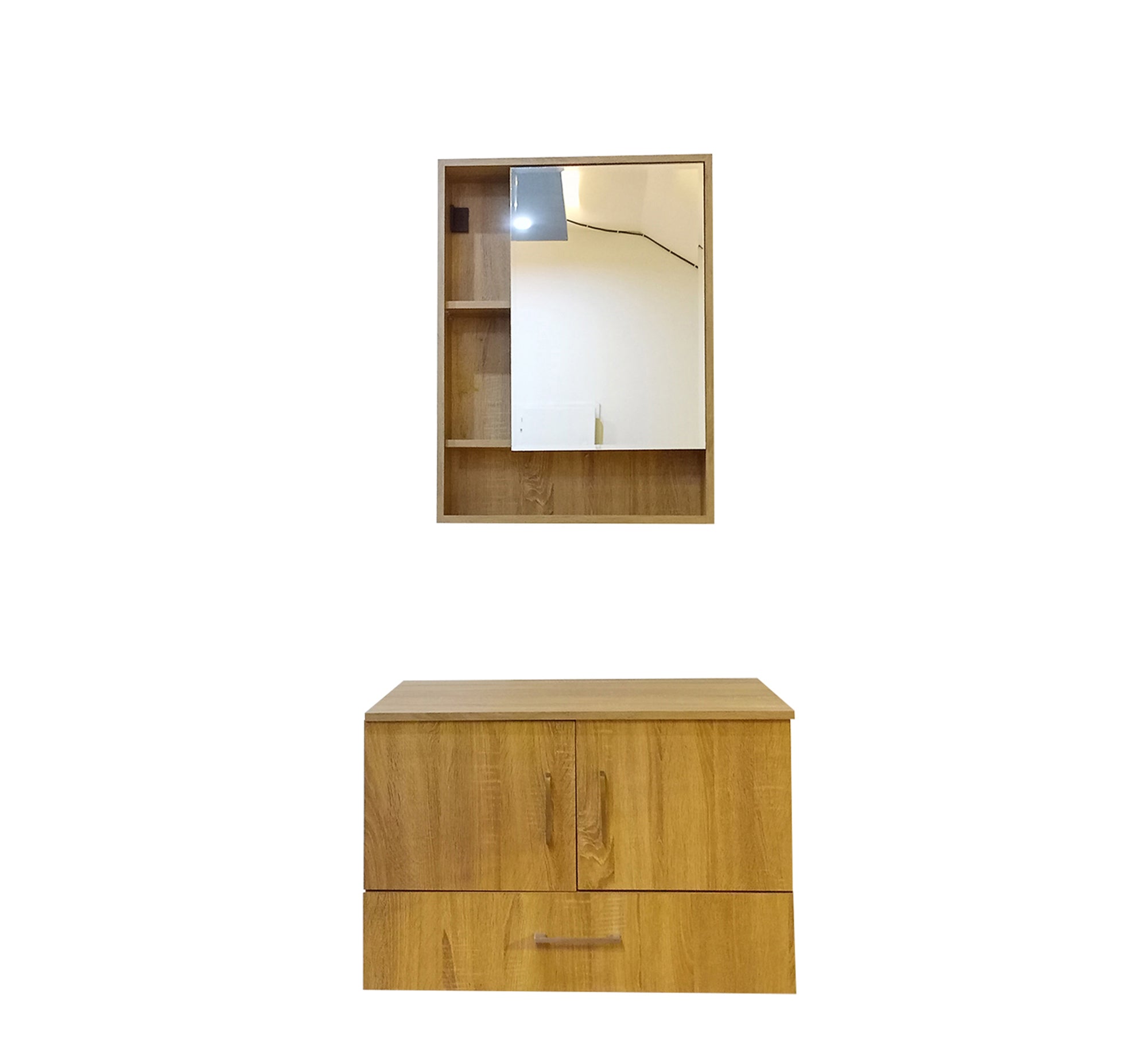 Sleek Two - Piece Bathroom Storage with Mirror - Vitrine Furniture - Cabinets