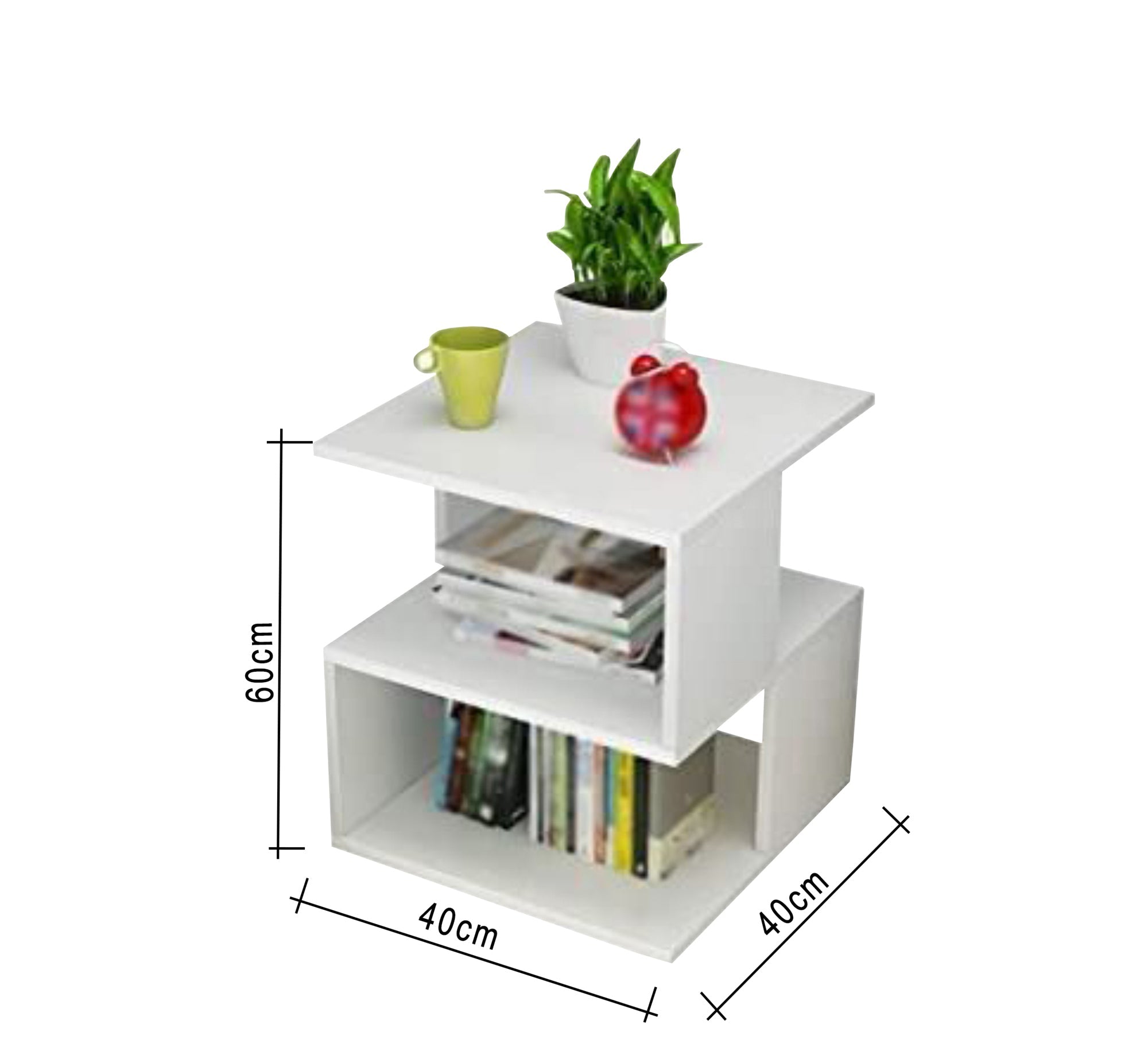 Sleek White Side Table with Storage - Vitrine Furniture - Furniture