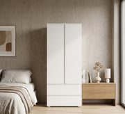 Sleek White Wardrobe for Stylish Kids - Vitrine Furniture - Wardrobes