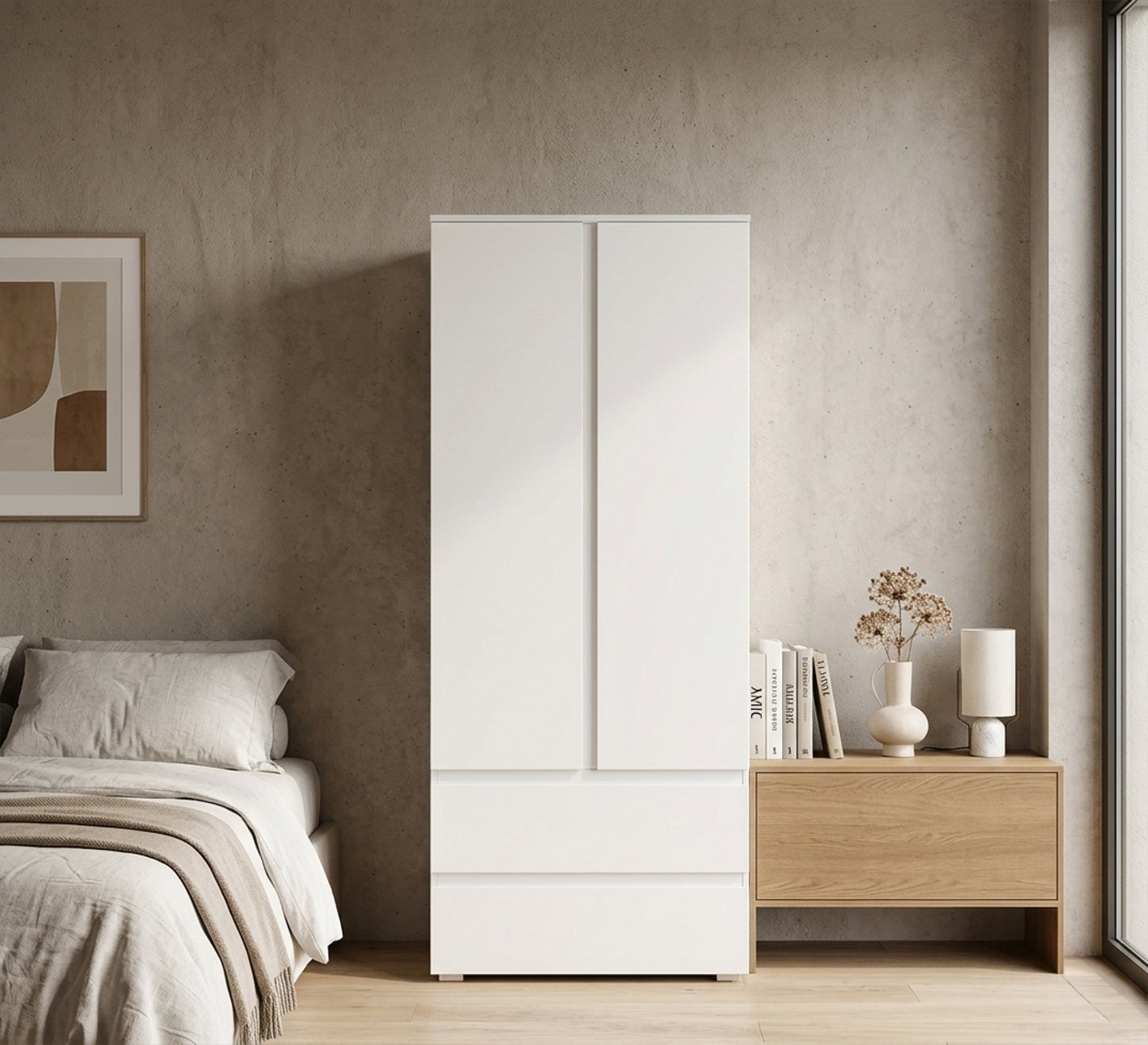 Sleek White Wardrobe for Stylish Kids - Vitrine Furniture - Wardrobes