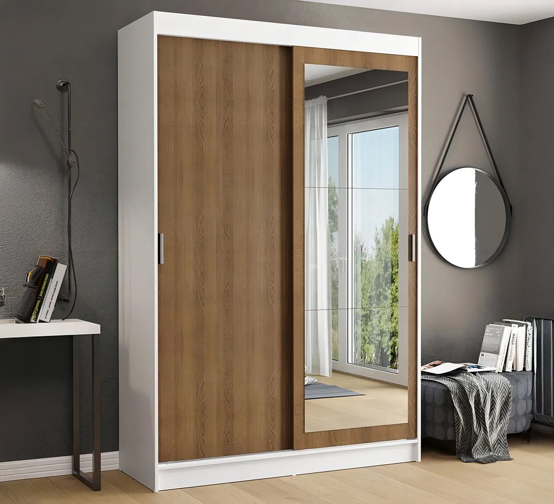 Sliding door wardrobe with central mirror - Vitrine Furniture - Furniture