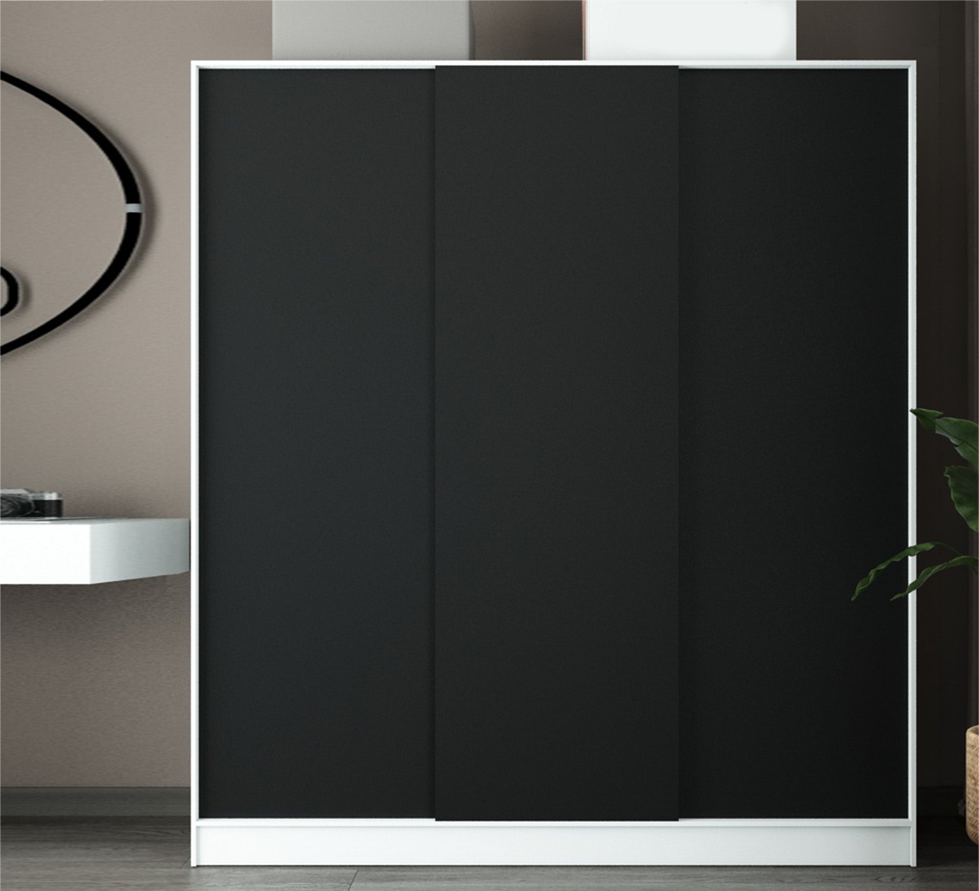Sliding wardrobe with three doors in black - Vitrine Furniture - Furniture