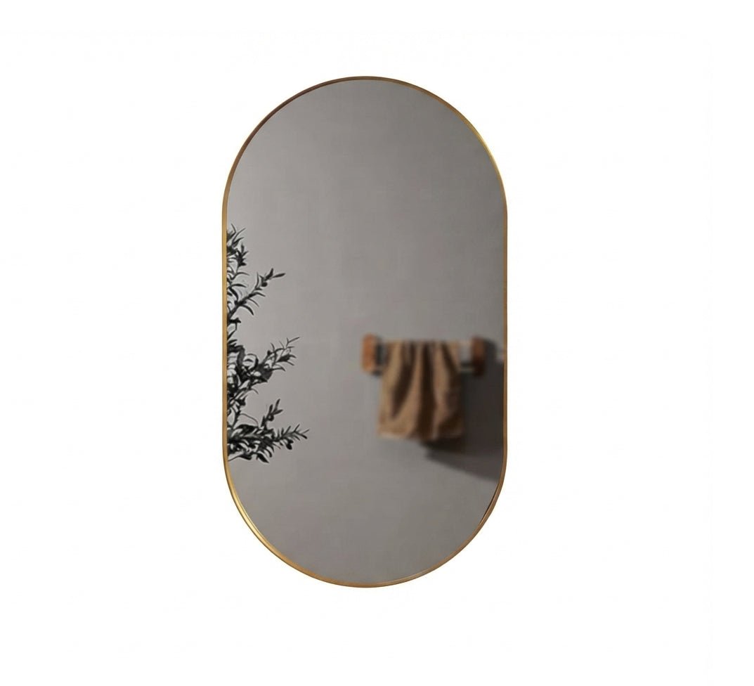 Slim gold frame capsule mirror - Vitrine Furniture - Mirrors