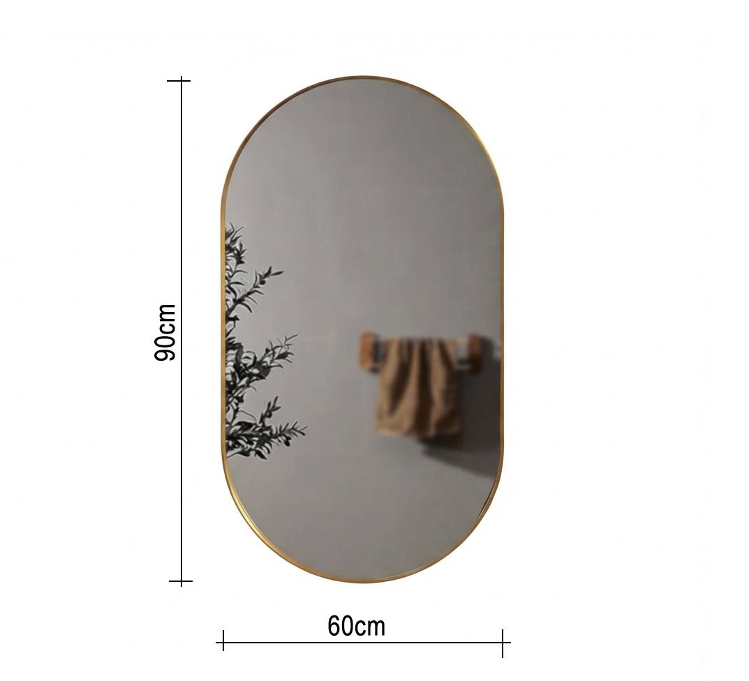 Slim gold frame capsule mirror - Vitrine Furniture - Mirrors