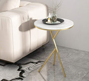 Small circular side table with a gold metal frame - Vitrine Furniture - Furniture