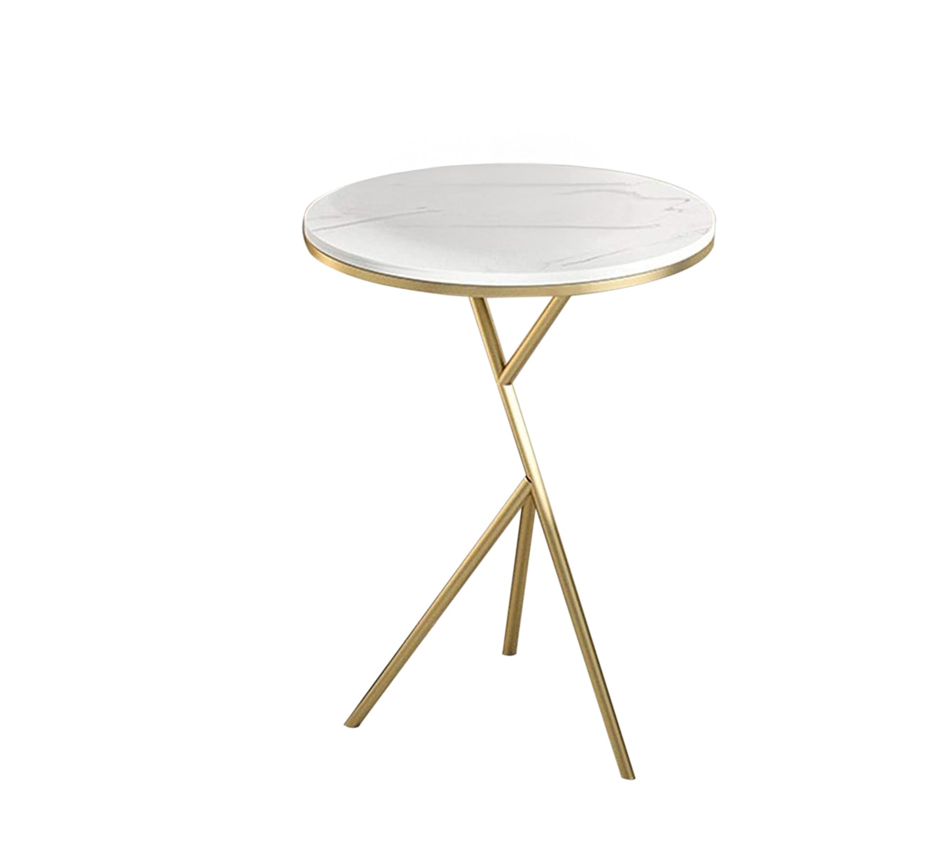 Small circular side table with a gold metal frame - Vitrine Furniture - Furniture