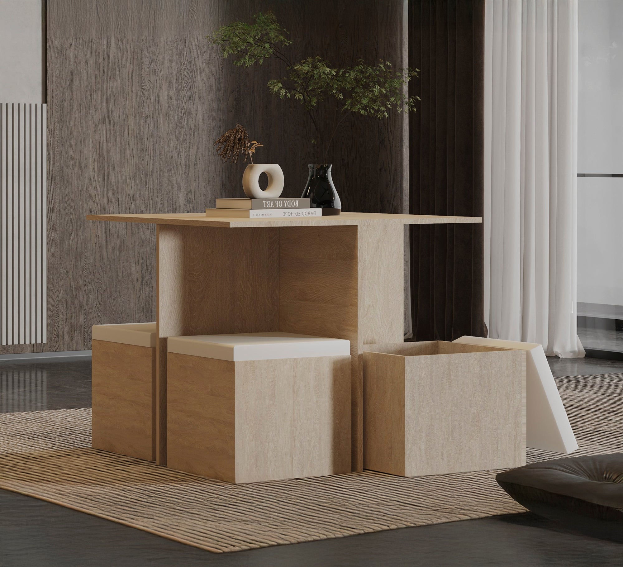 Small dining table with four benches - Vitrine Furniture - Dining Room Sets