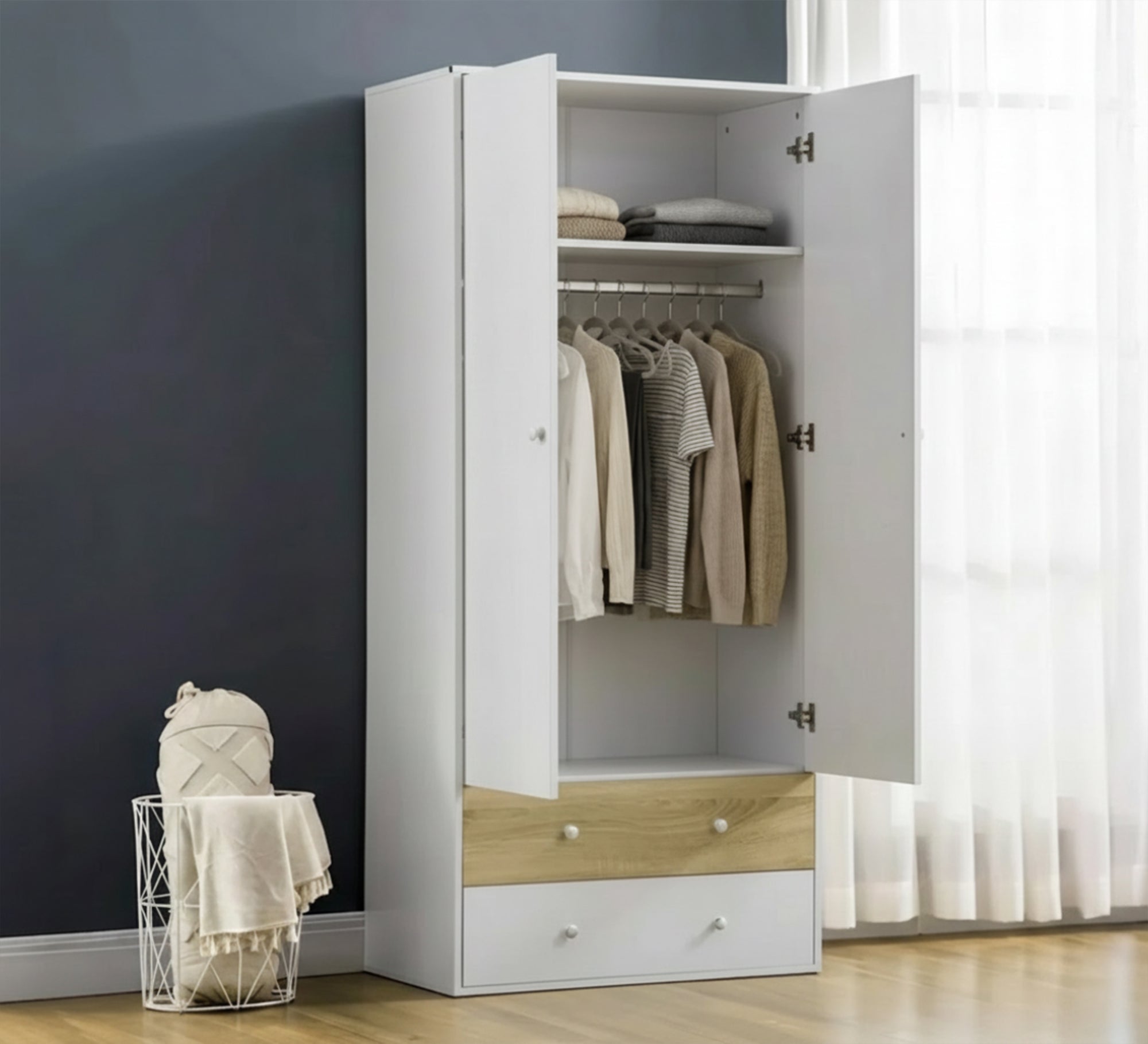 Small white and wooden wardrobe - Vitrine Furniture - Wardrobes