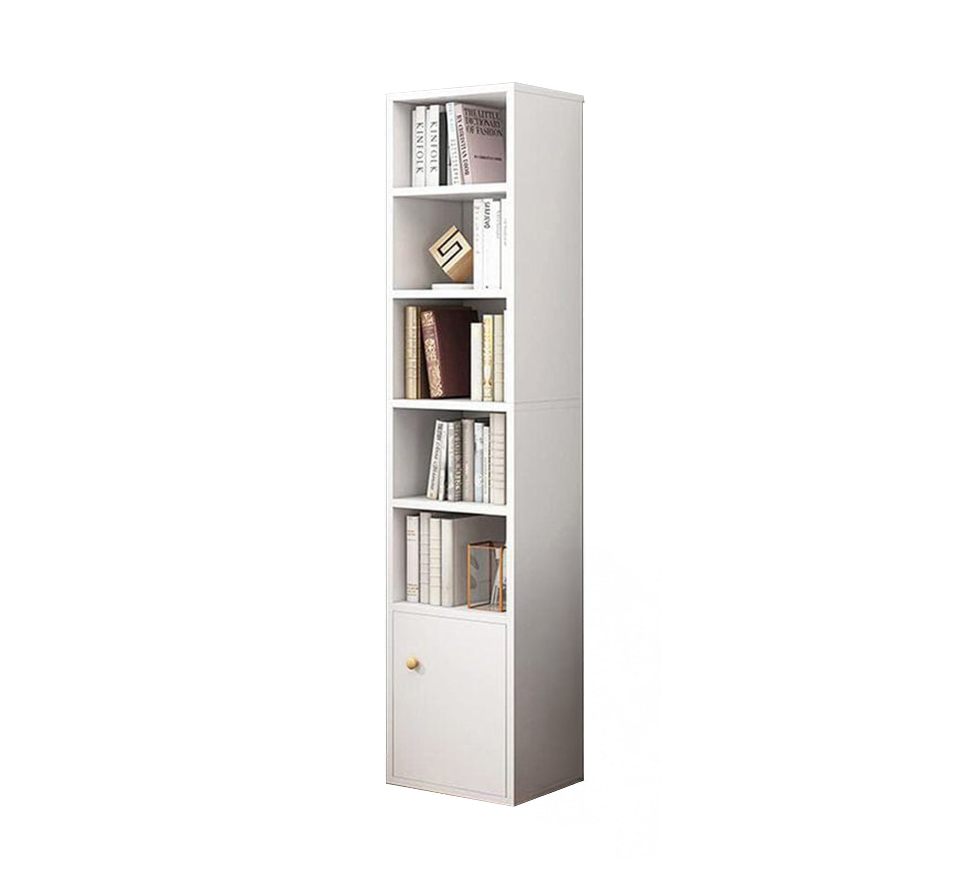 Small white bookcase with bottom cabinet - Vitrine Furniture - Furniture