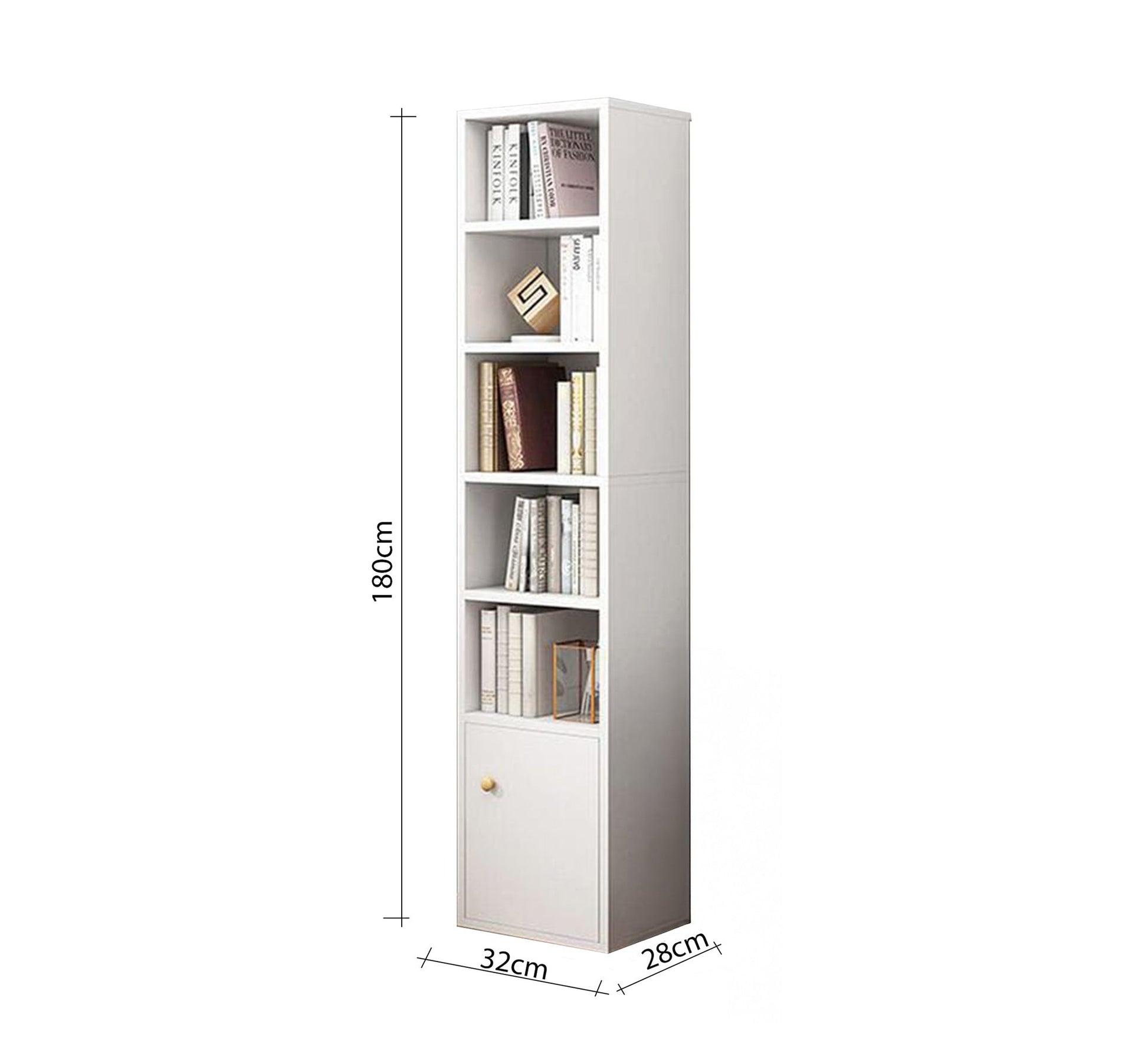 Small white bookcase with bottom cabinet - Vitrine Furniture - Furniture