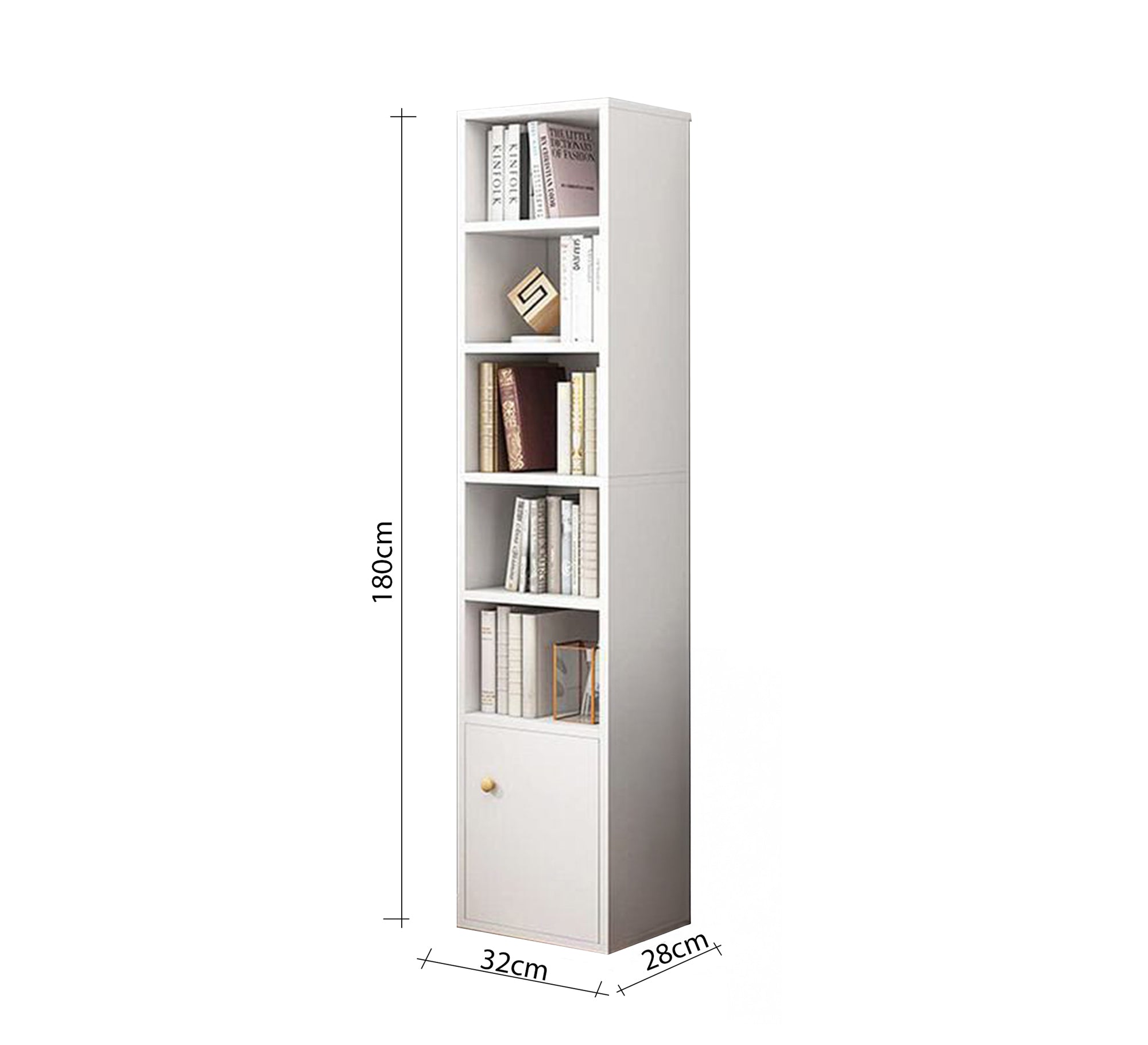 Small white bookcase with bottom cabinet - Vitrine Furniture - Furniture