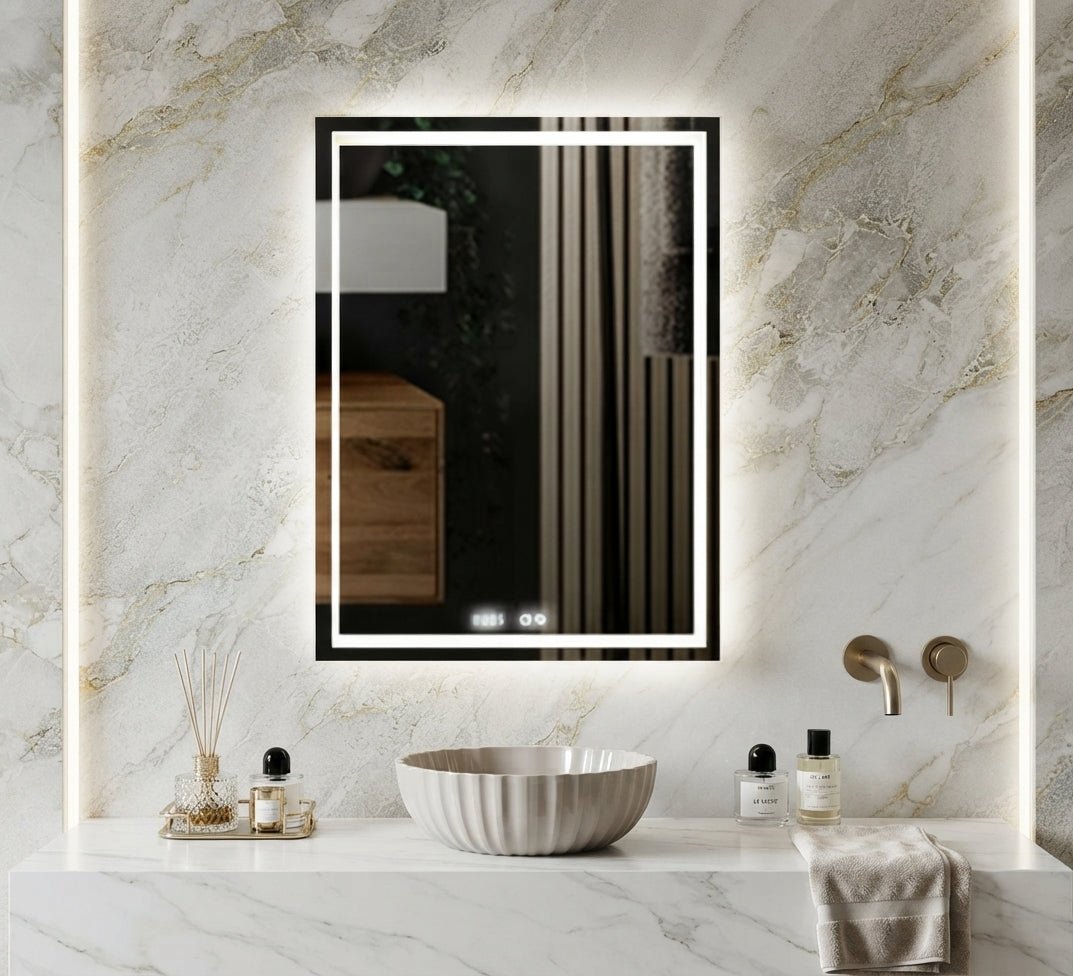 Smart Rectangular LED Mirror with Anti-Fog Design - Vitrine Furniture - Mirrors