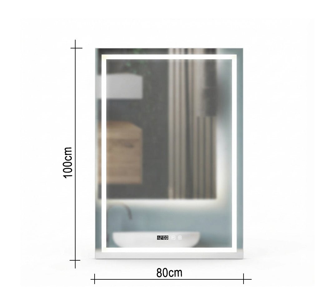 Smart Rectangular LED Mirror with Anti-Fog Design - Vitrine Furniture - Mirrors