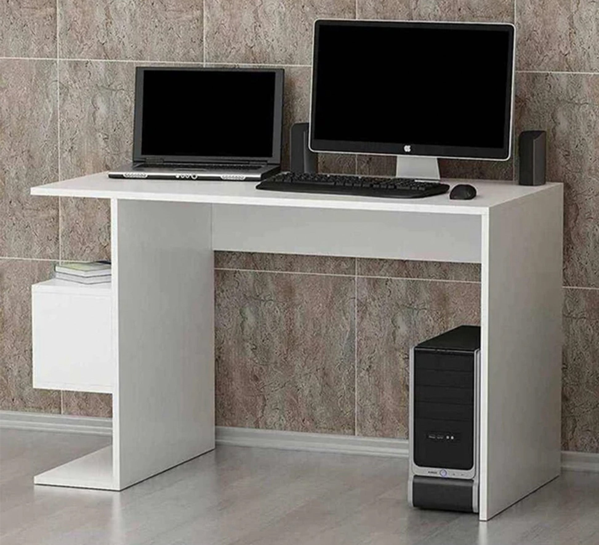 Smart Study Desk: Boys Desk with Side Shelves & Style - Vitrine Furniture - Kids Rooms