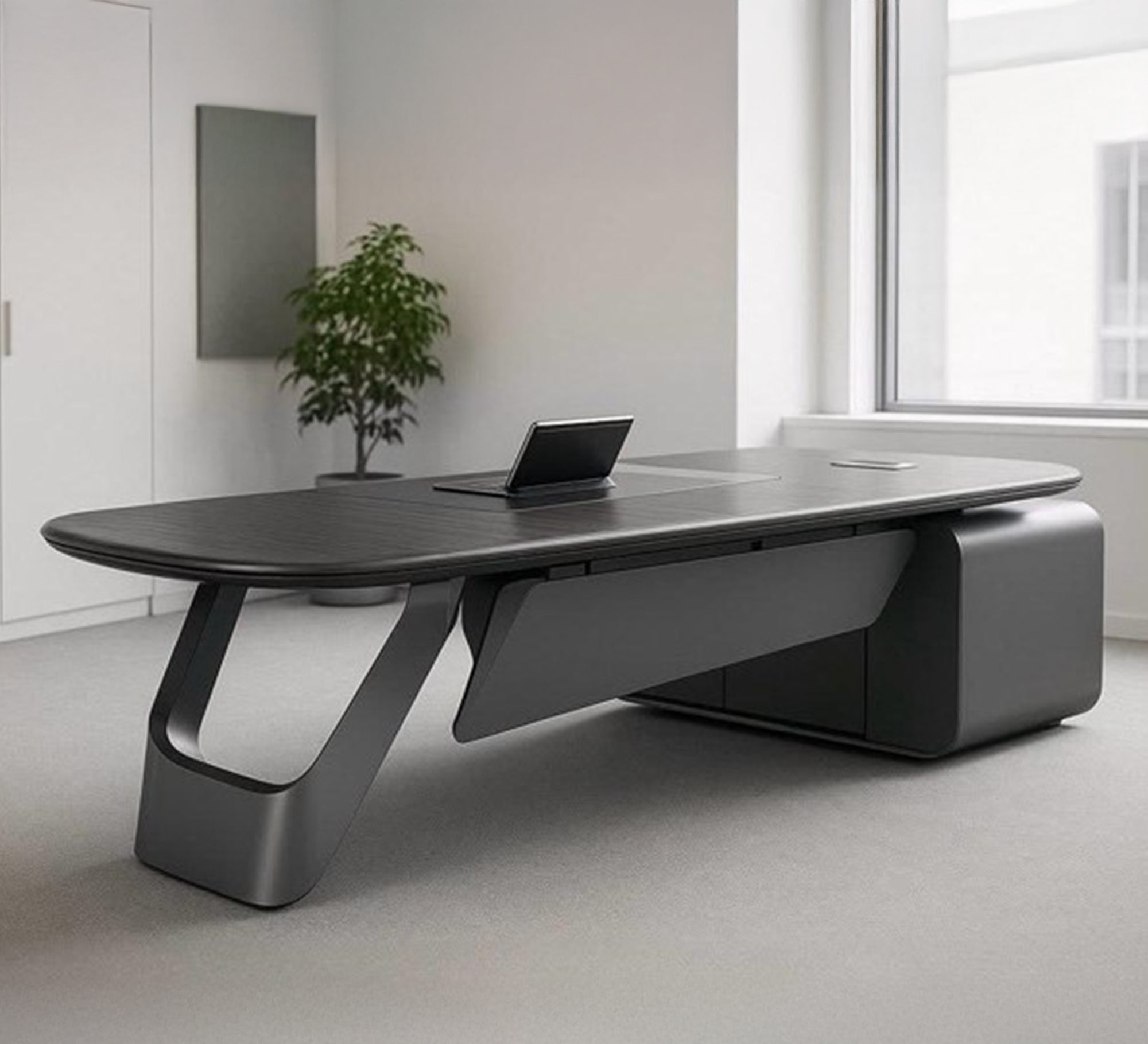 Smooth Black L - Shaped Desk - Vitrine Furniture - Furniture