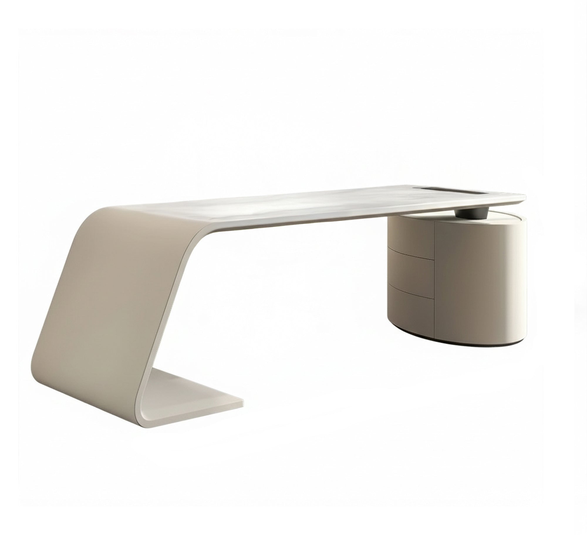 Smooth White L - Shaped Desk with Curved Legs - Vitrine Furniture - Furniture