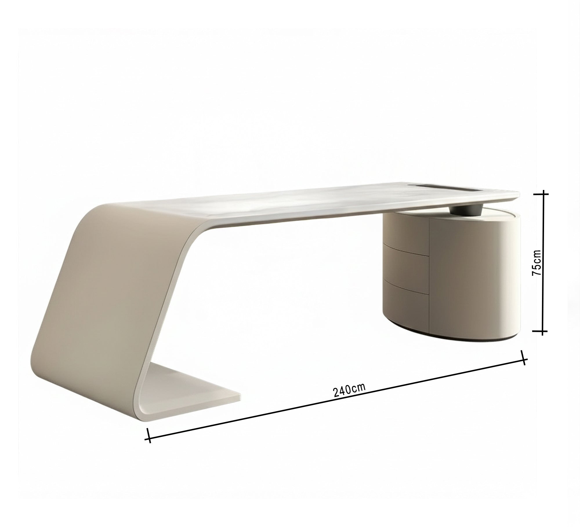 Smooth White L - Shaped Desk with Curved Legs - Vitrine Furniture - Furniture