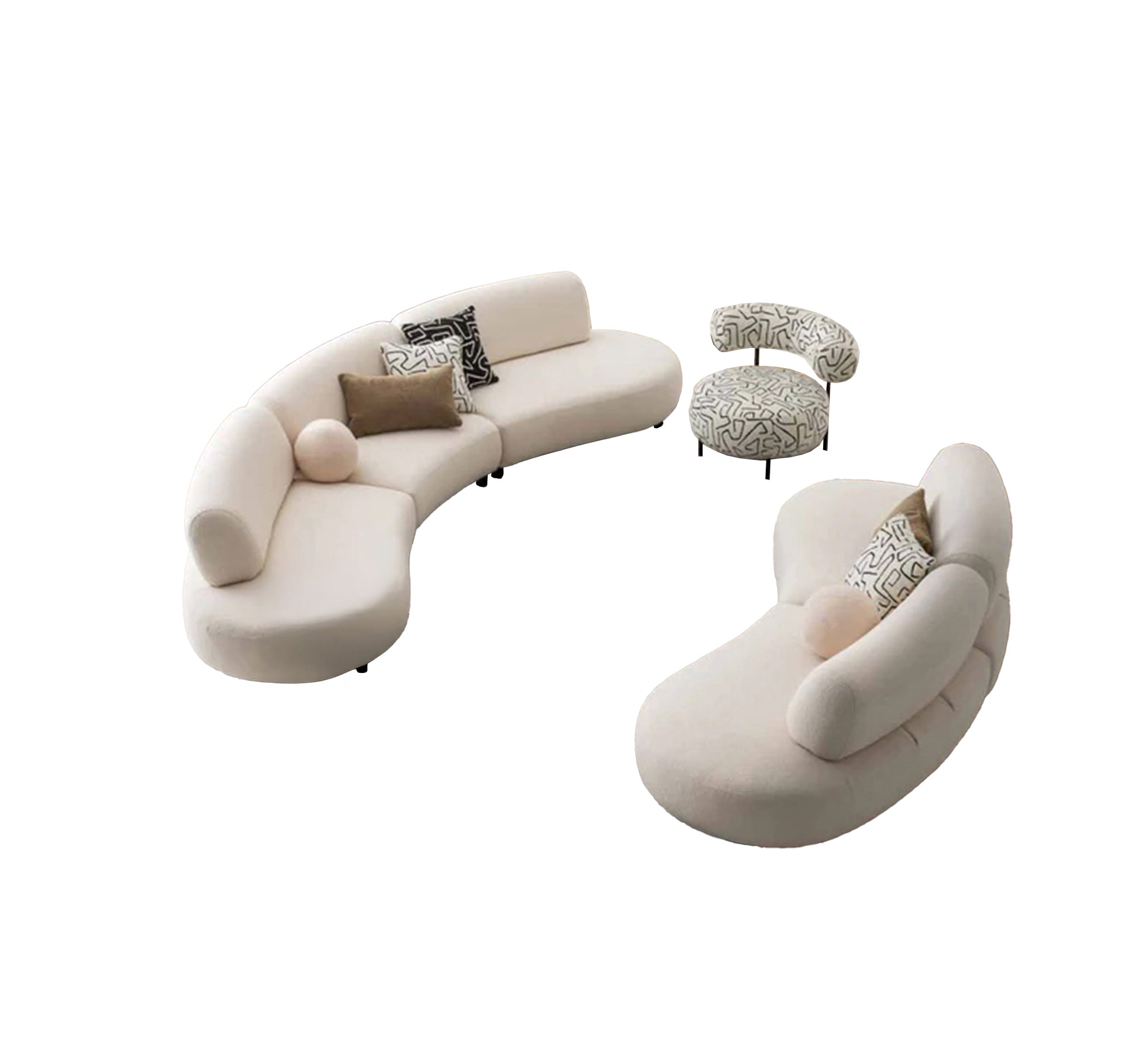 Sofa set: 2 curved sofas and circular chair - Vitrine Furniture - Furniture