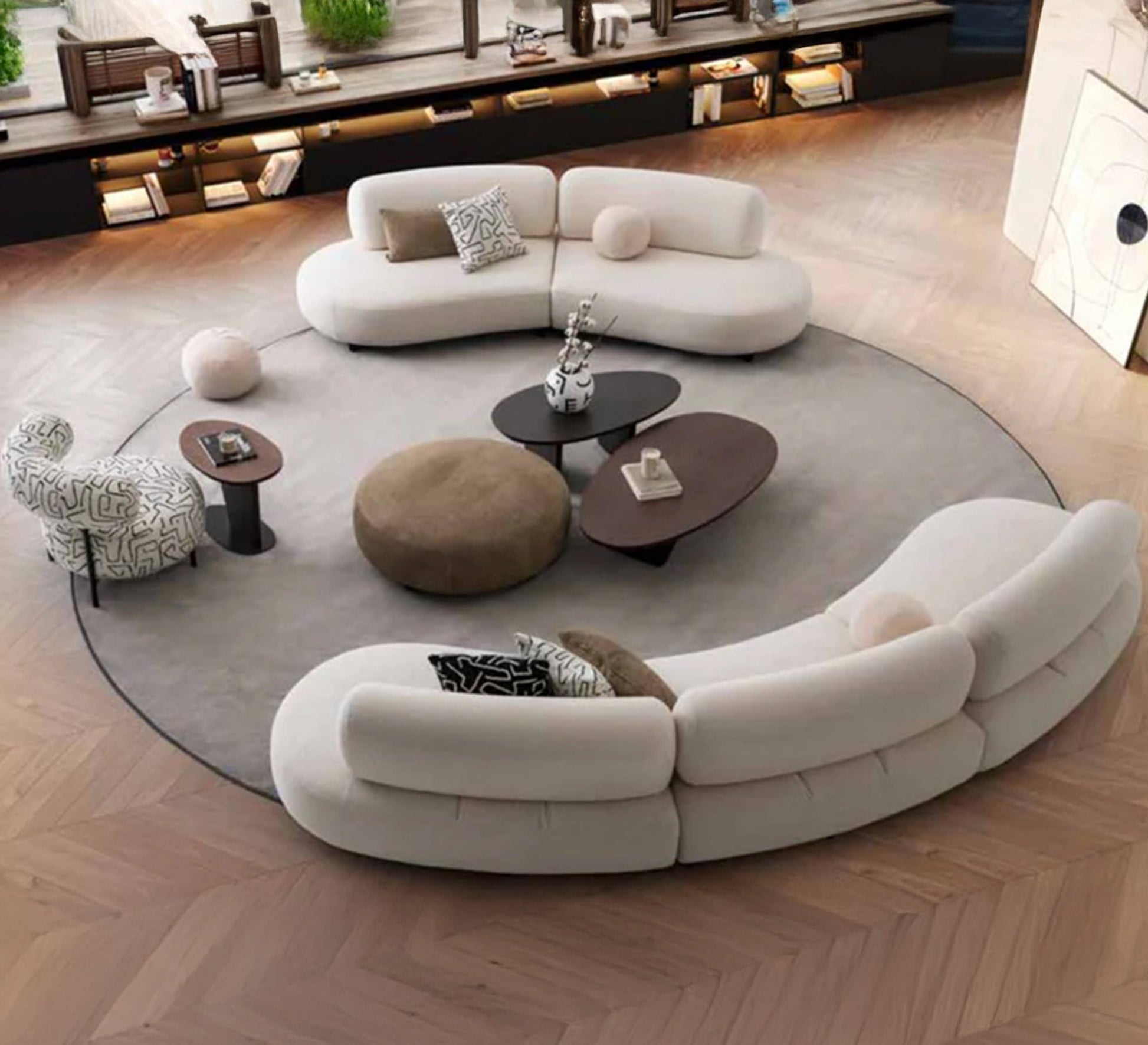Sofa set: 2 curved sofas and circular chair - Vitrine Furniture - Furniture