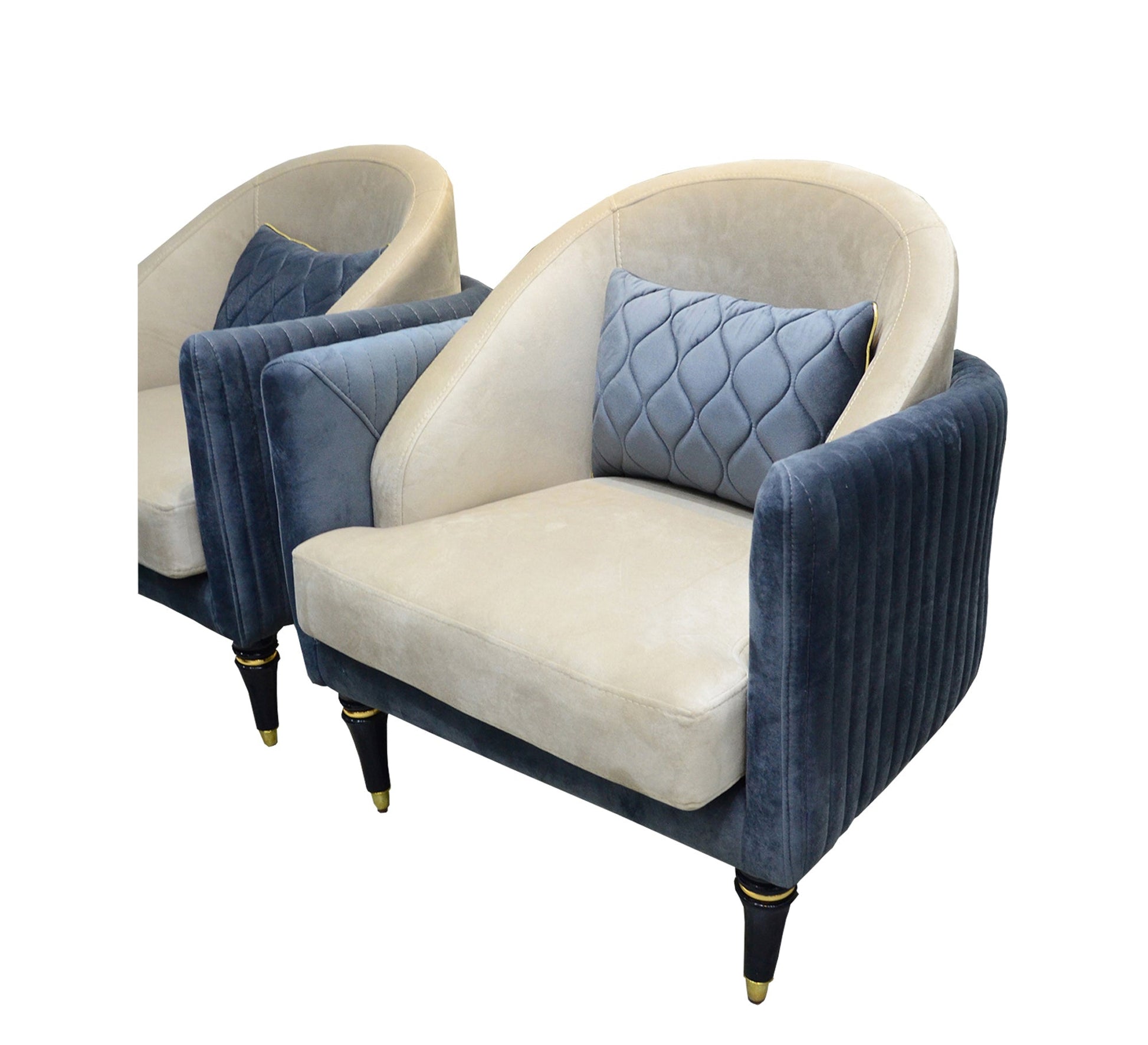 Sofa Set with Inflated Armrests & Circular Back - Vitrine Furniture - Living room sets