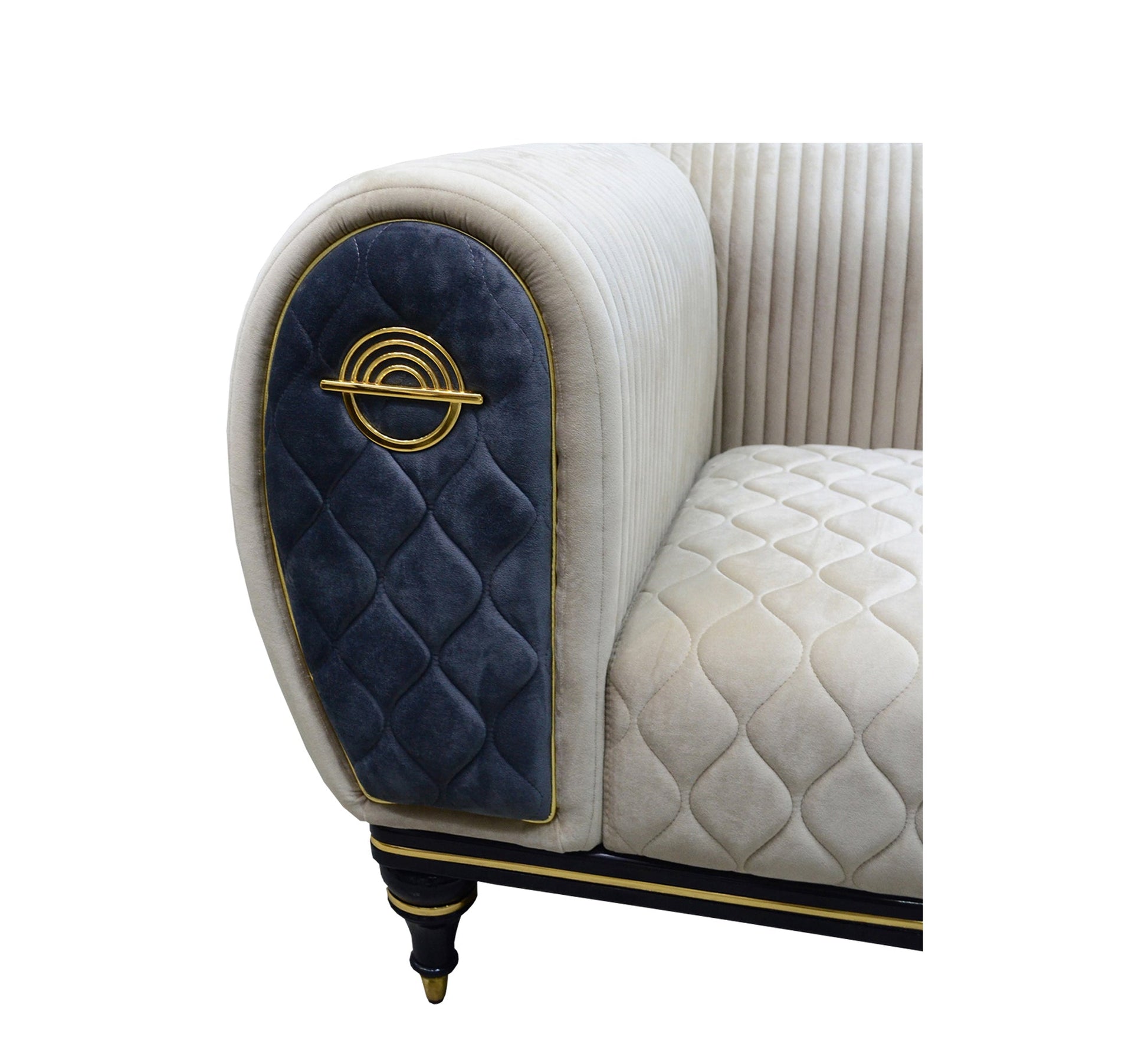 Sofa Set with Inflated Armrests & Circular Back - Vitrine Furniture - Living room sets