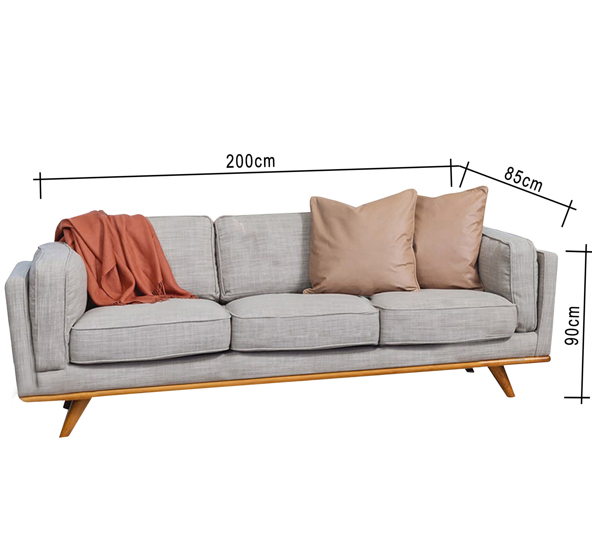 Sofa with armrests and short back in gray color - Vitrine Furniture - Living room Sofas