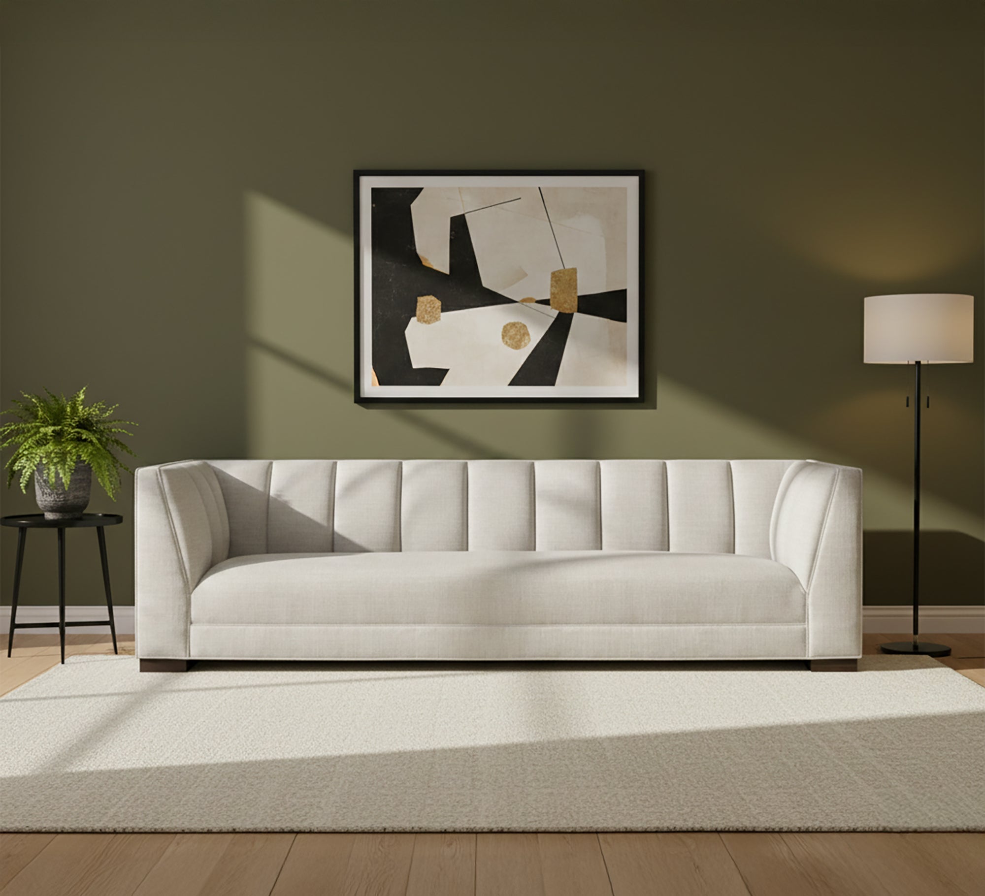 Sofa with recessed stitching with backrest in white color - Vitrine Furniture - Living room Sofas